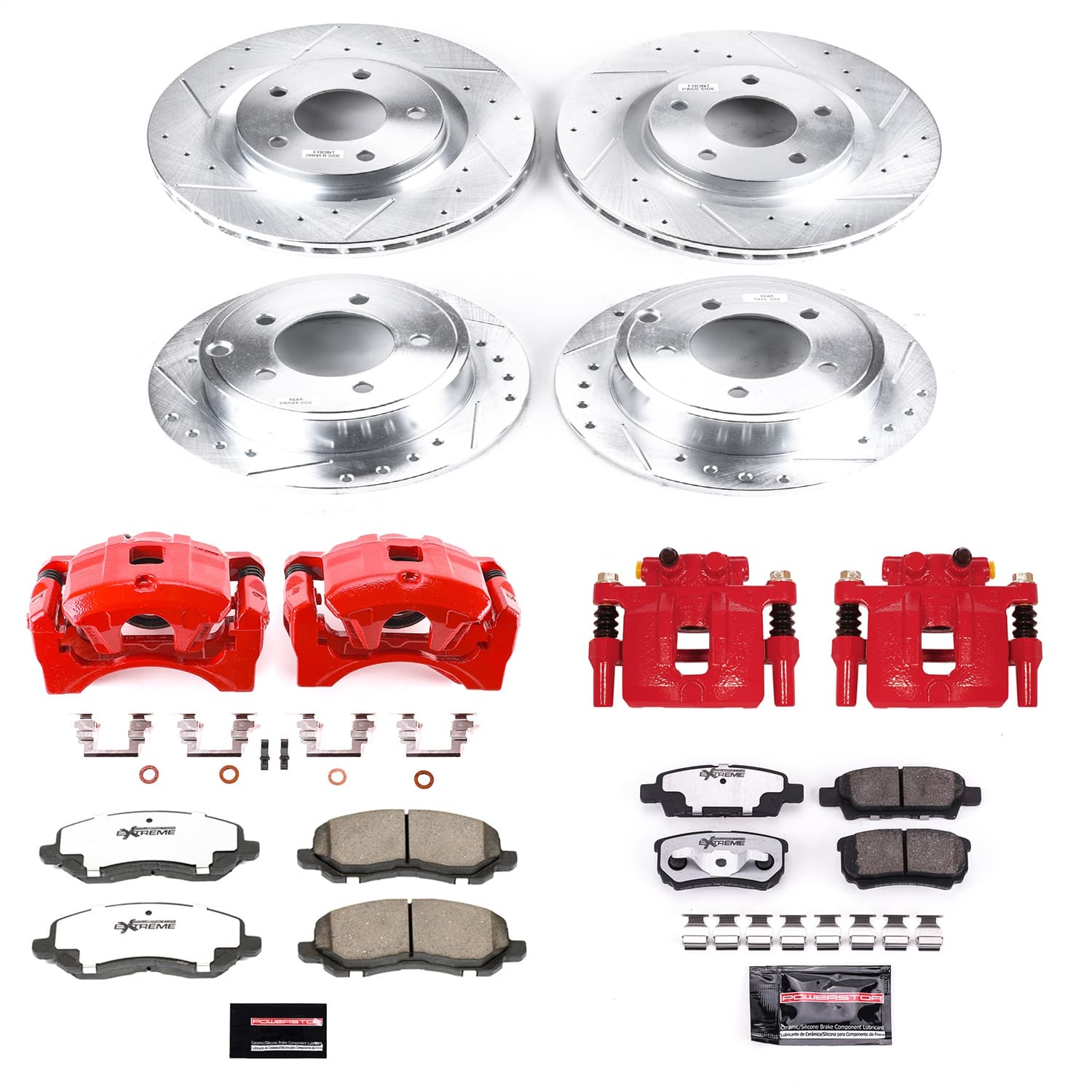 Power Stop - KC2840A-26 - Front and Rear - Disc Brake Pad/Caliper and Rotor Kit image 1