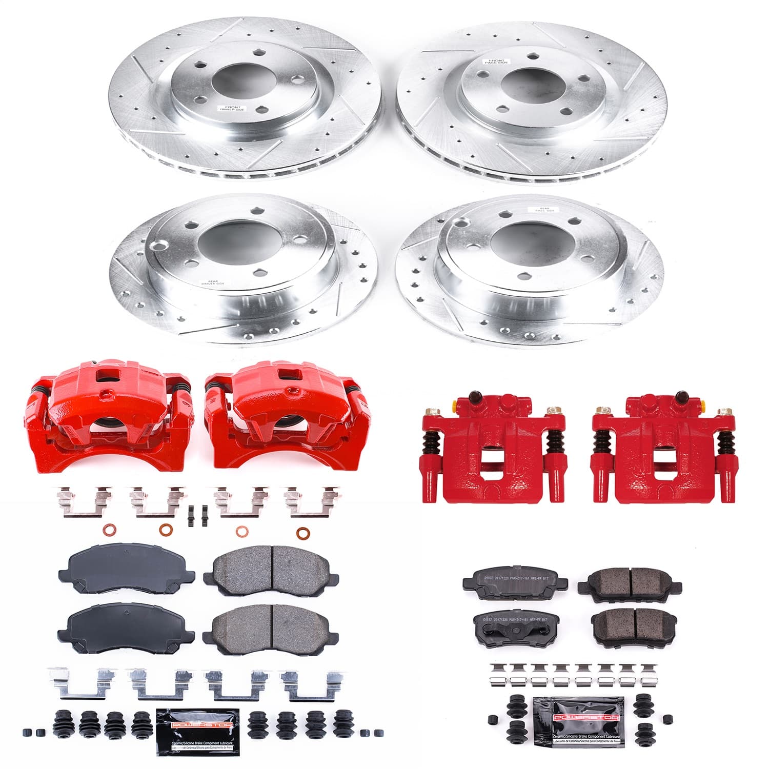 Power Stop - KC2840A - Front and Rear - Disc Brake Pad/Caliper and Rotor Kit image 1