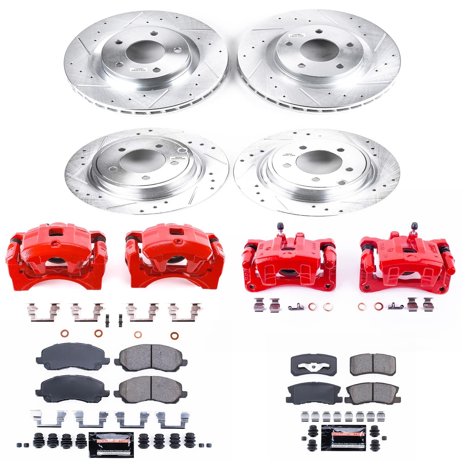 Power Stop - KC2848B - Front and Rear - Disc Brake Pad/Caliper and Rotor Kit image 1