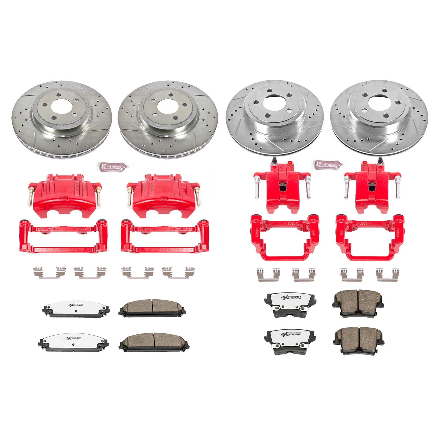 Power Stop - KC2853-26 - Front and Rear - Disc Brake Pad/Caliper and Rotor Kit image 1