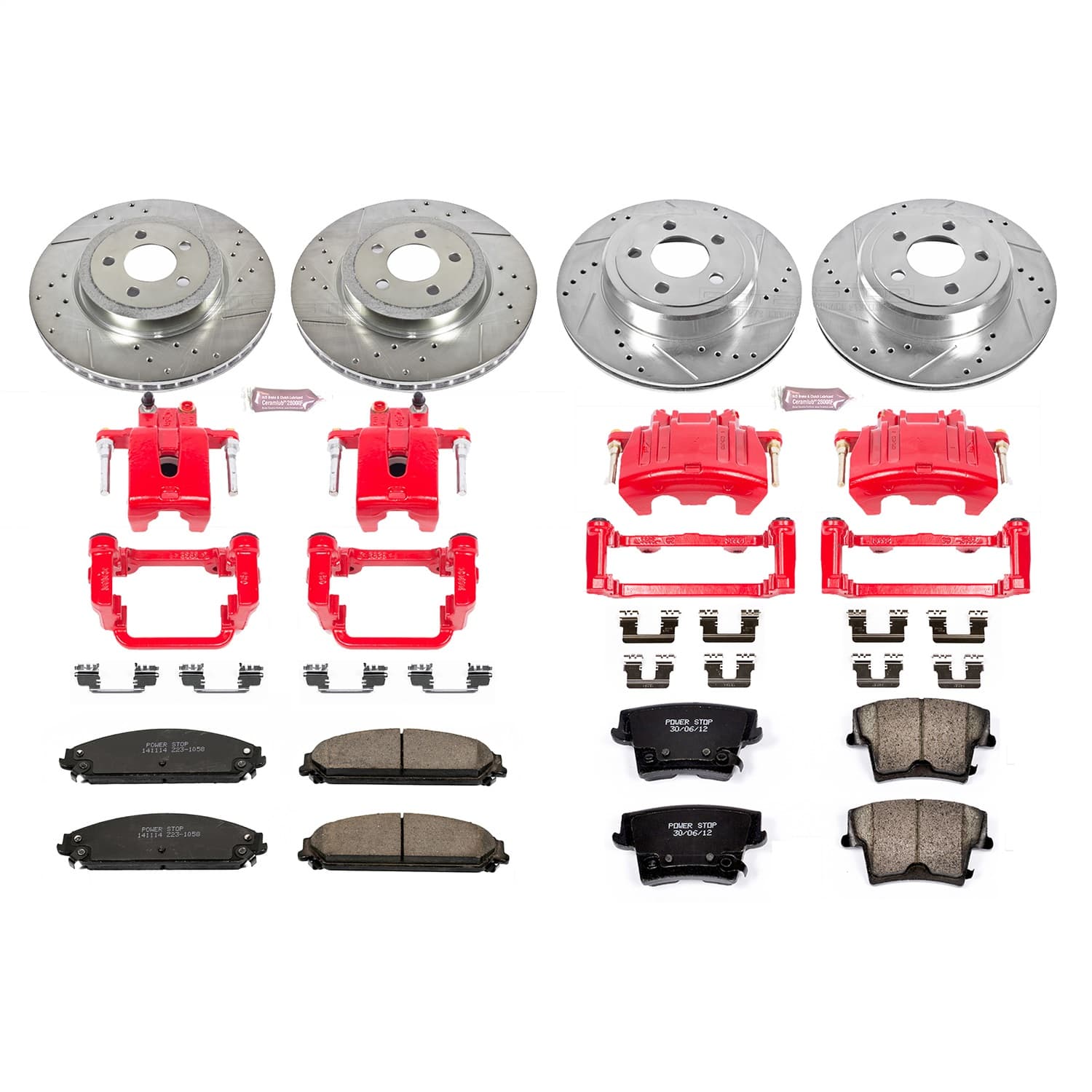 Power Stop - KC2853 - Front and Rear - Disc Brake Pad/Caliper and Rotor Kit image 1