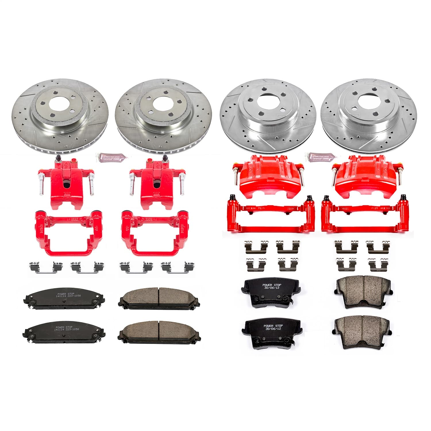 Power Stop - KC2853A - Front and Rear - Disc Brake Pad/Caliper and Rotor Kit image 1