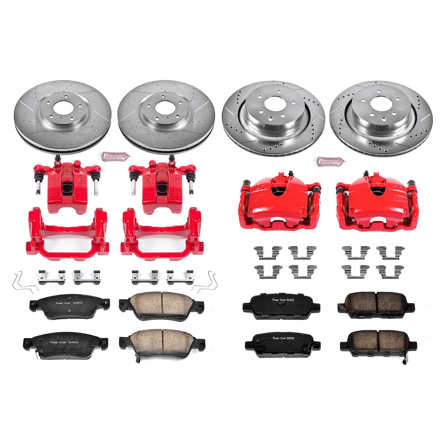 Power Stop - KC2862 - Front and Rear - Disc Brake Pad/Caliper and Rotor Kit image 1