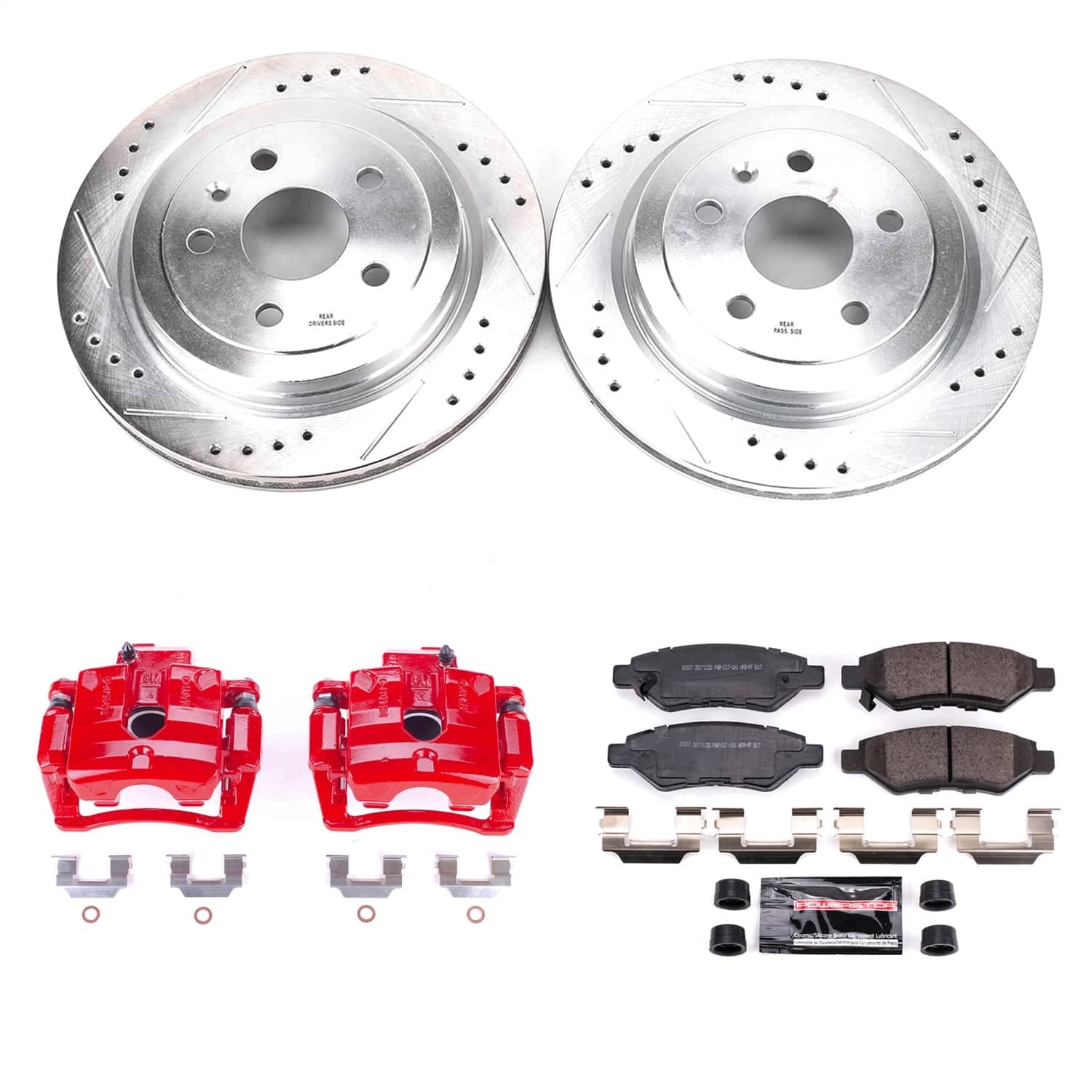 Power Stop - KC3072C - Rear - Disc Brake Pad/Caliper and Rotor Kit image 1