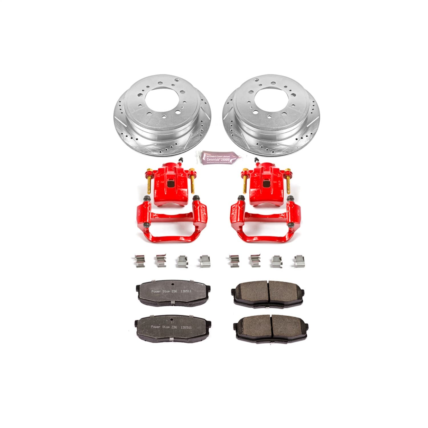 Power Stop - KC3073-36 - Rear - Disc Brake Pad/Caliper and Rotor Kit image 1