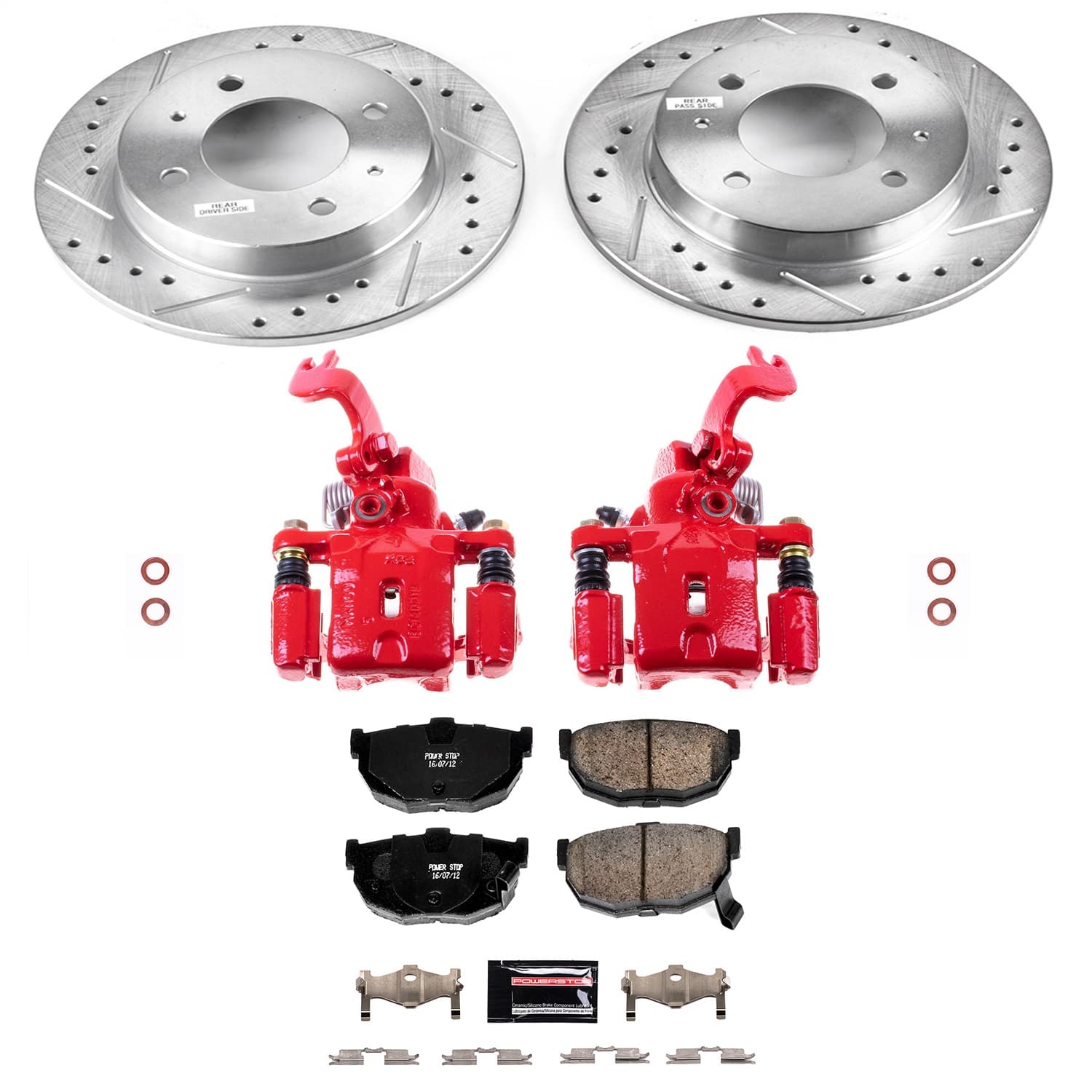 Power Stop - KC3106B - Rear - Disc Brake Pad/Caliper and Rotor Kit image 1