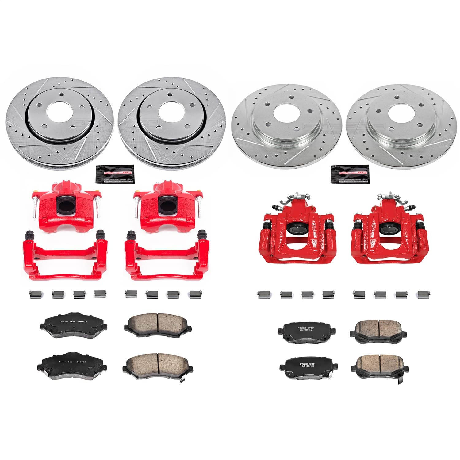 Power Stop - KC4015 - Front and Rear - Disc Brake Pad/Caliper and Rotor Kit image 1