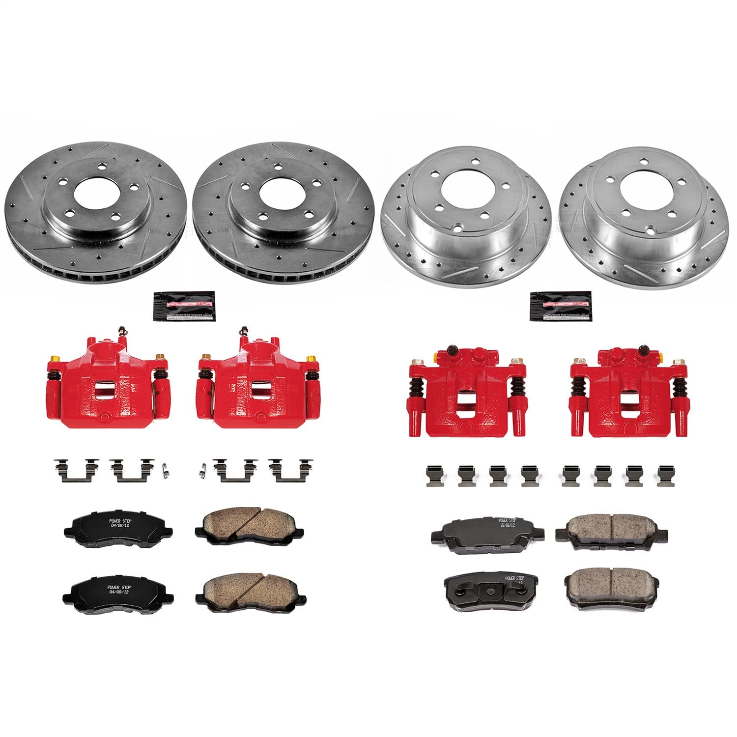 Power Stop - KC4017A - Front and Rear - Disc Brake Pad/Caliper and Rotor Kit image 1