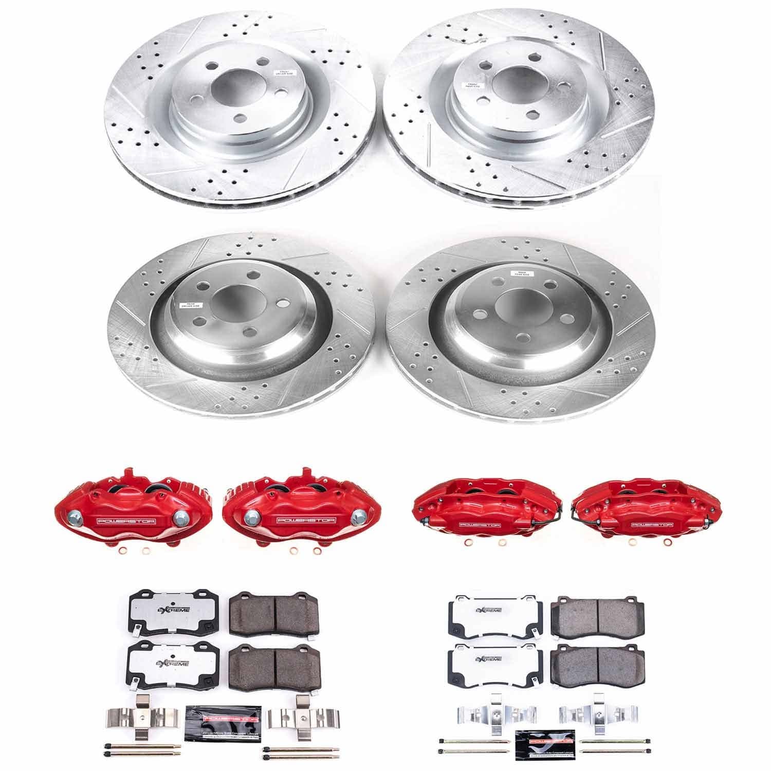 Power Stop - KC4023-26 - Front and Rear - Disc Brake Pad/Caliper and Rotor Kit image 1