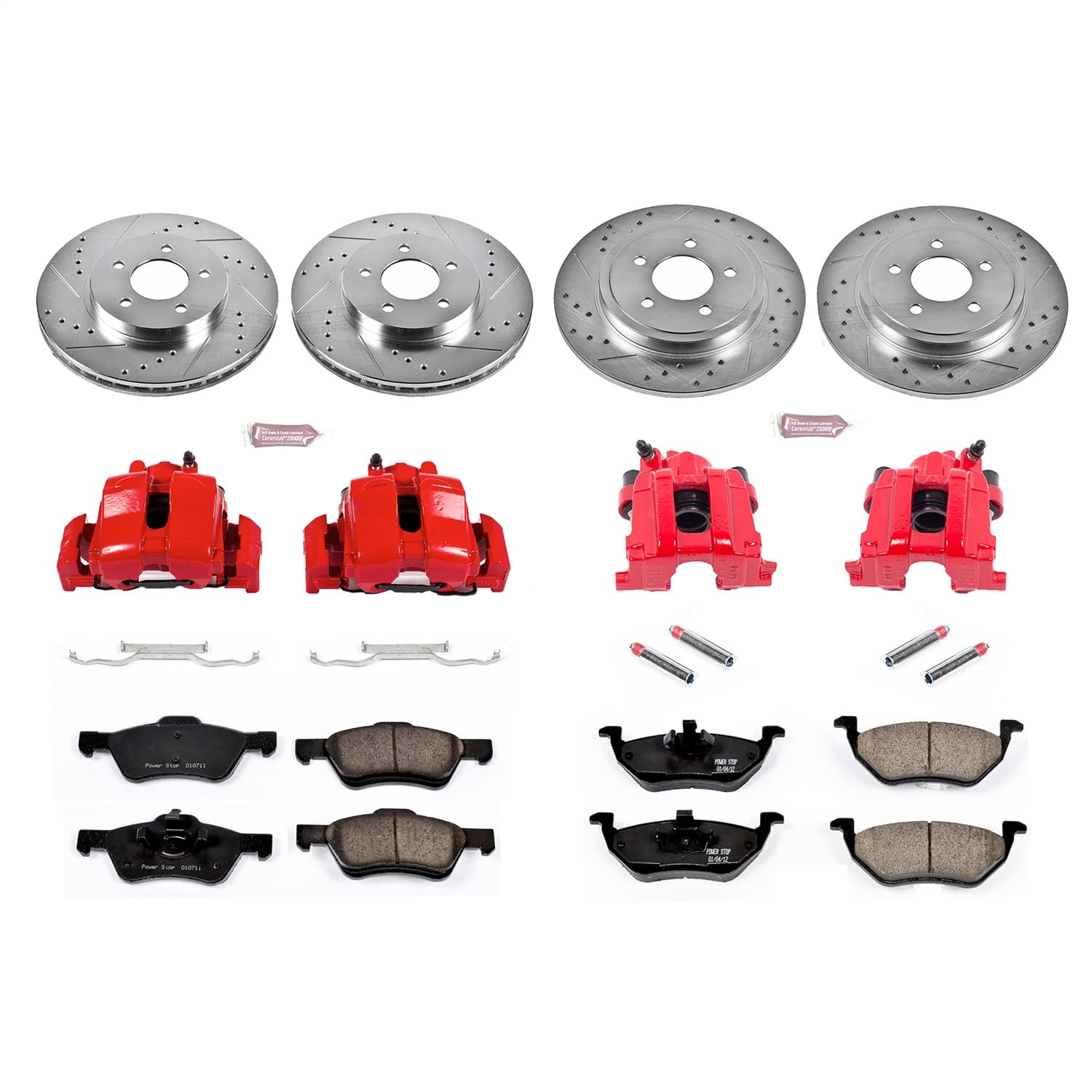 Power Stop - KC4024 - Front and Rear - Disc Brake Pad/Caliper and Rotor Kit image 1