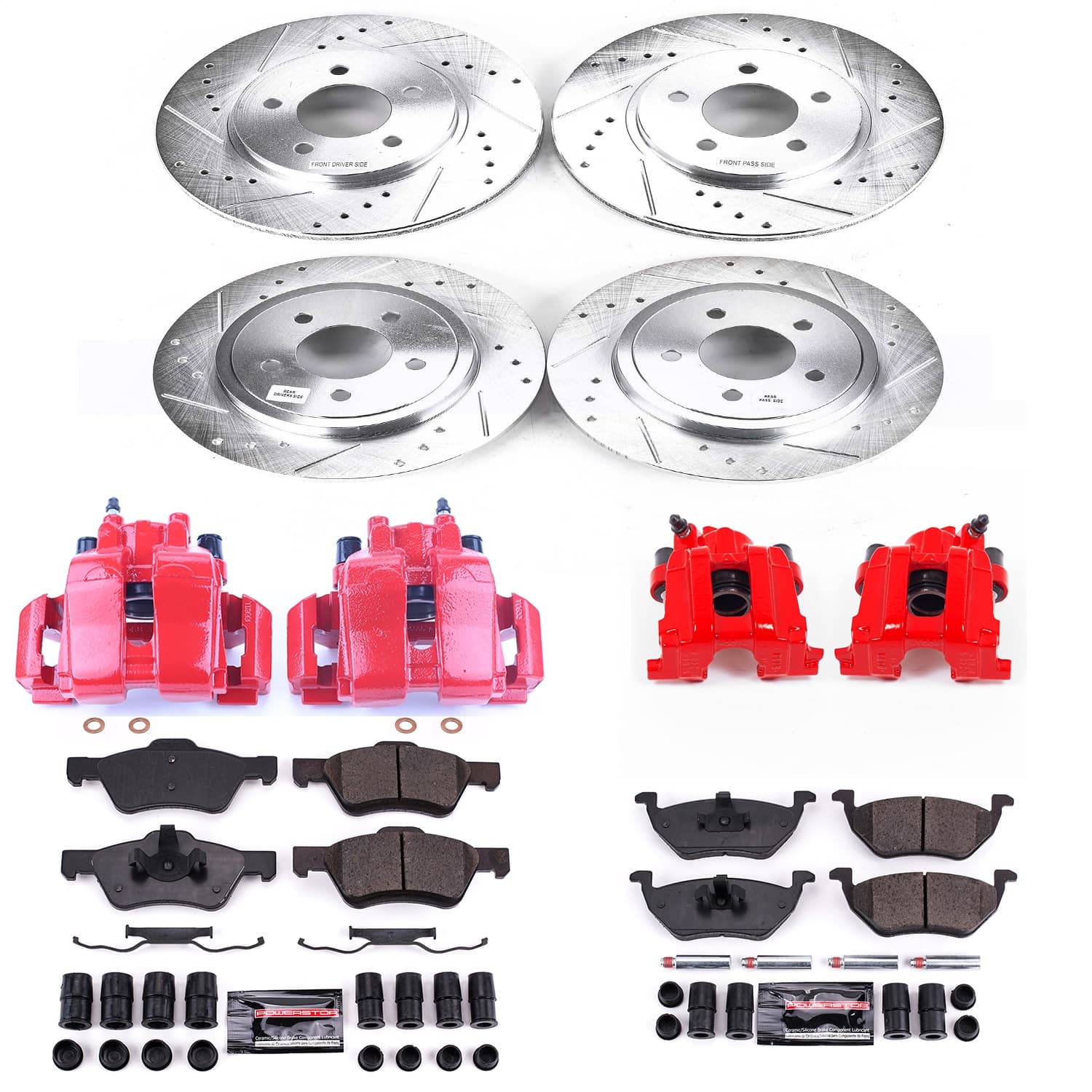 Power Stop - KC4024A - Front and Rear - Disc Brake Pad/Caliper and Rotor Kit image 1