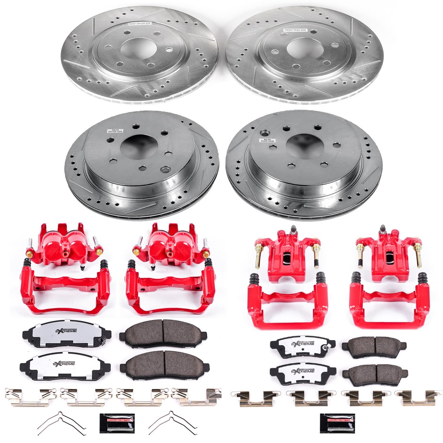 Power Stop - KC4062-36 - Front and Rear - Disc Brake Pad/Caliper and Rotor Kit image 1