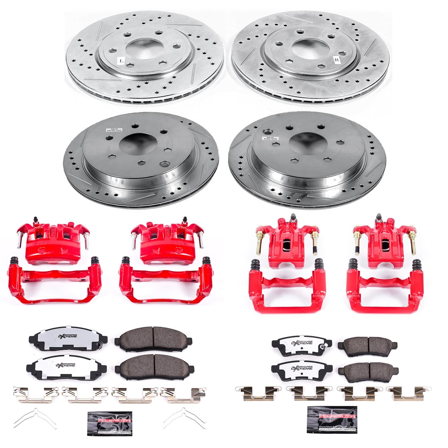 Power Stop - KC4063-36 - Front and Rear - Disc Brake Pad/Caliper and Rotor Kit image 1