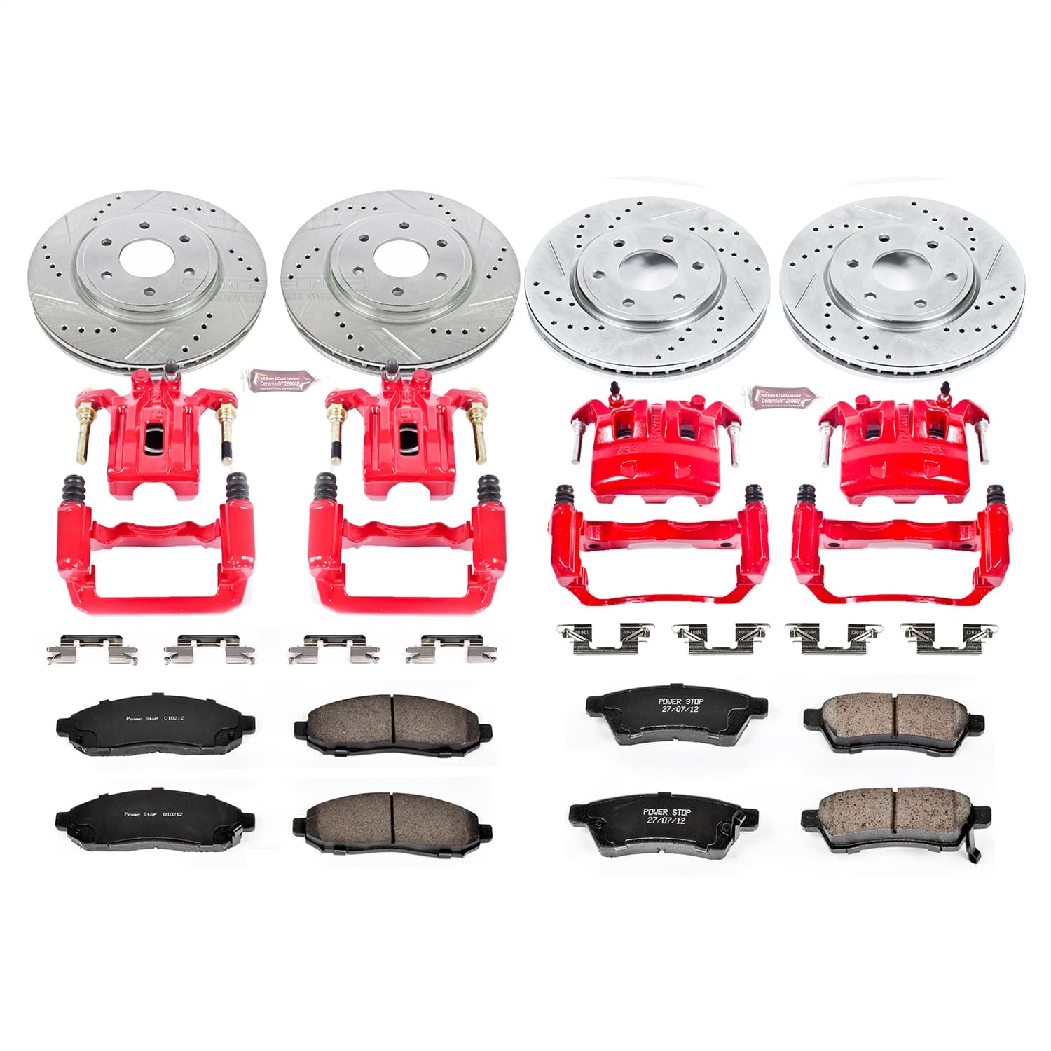 Power Stop - KC4063 - Front and Rear - Disc Brake Pad/Caliper and Rotor Kit image 1