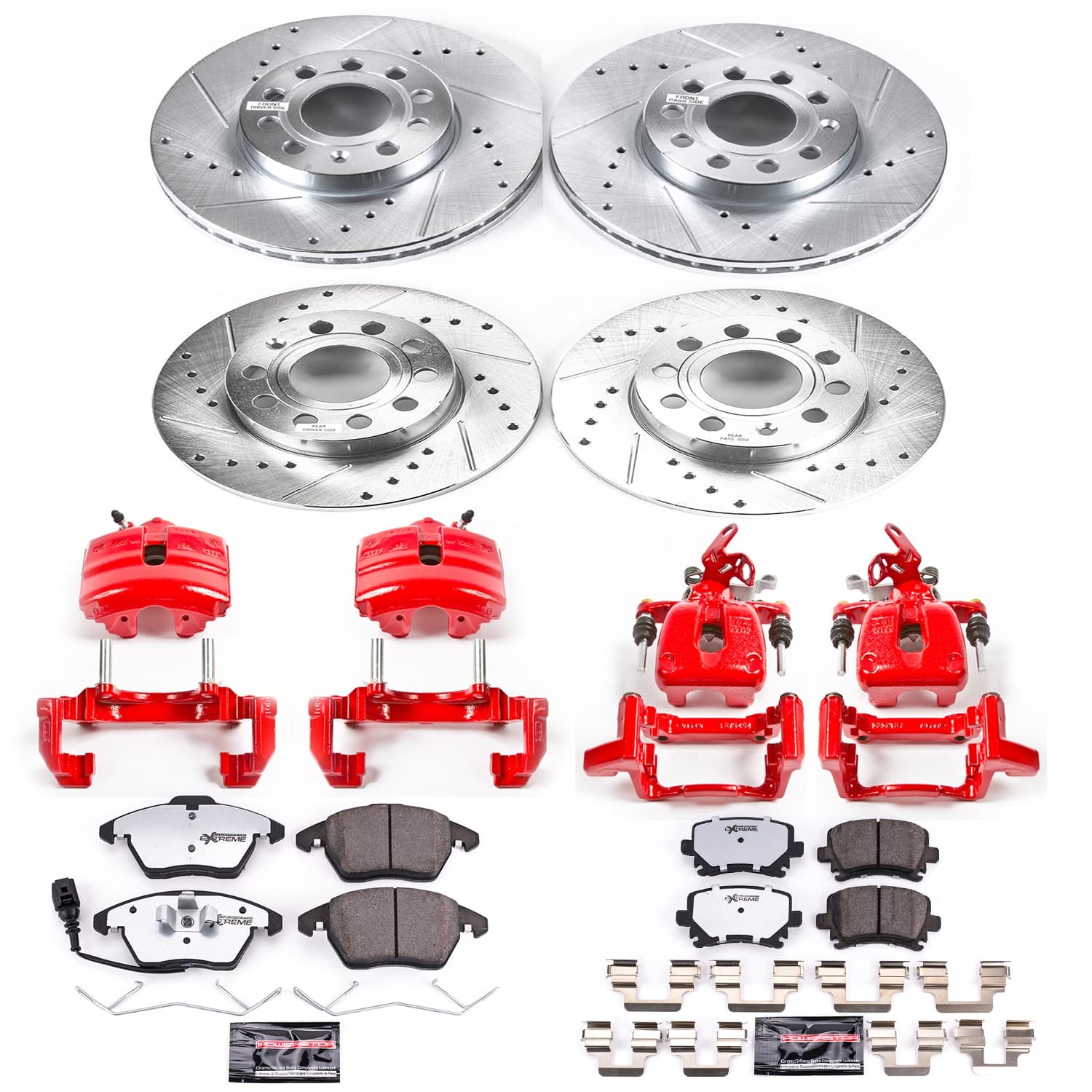 Power Stop - KC4068A-26 - Front and Rear - Disc Brake Pad/Caliper and Rotor Kit image 1