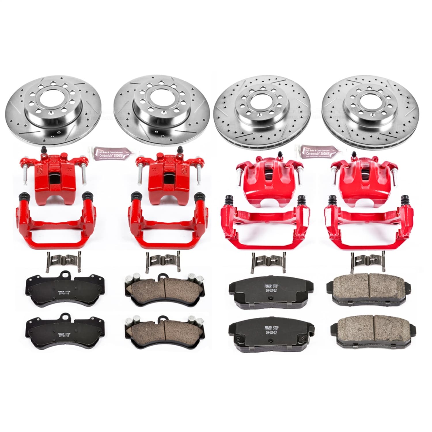 Power Stop - KC4068A - Front and Rear - Disc Brake Pad/Caliper and Rotor Kit image 1