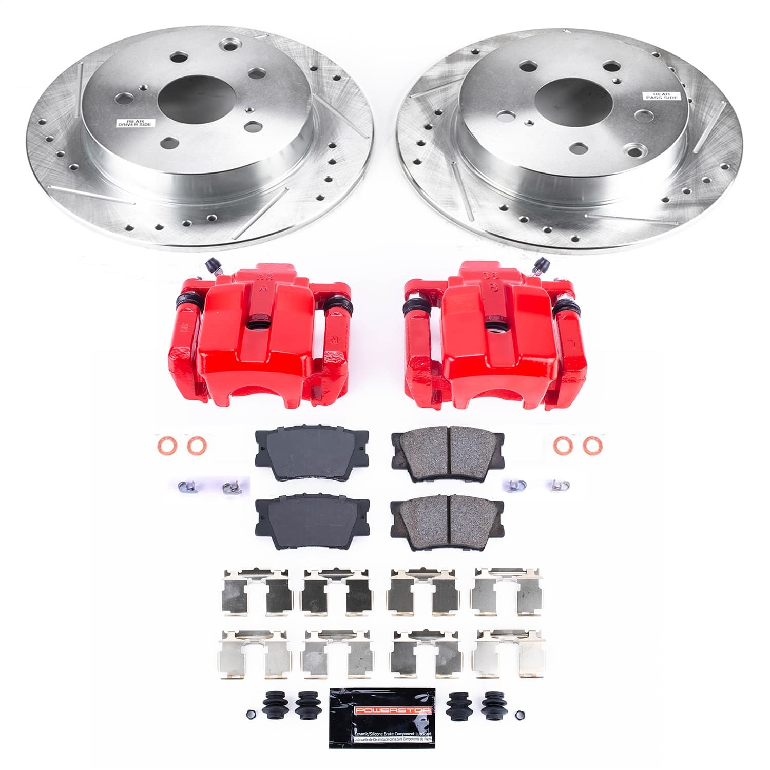 Power Stop - KC4070 - Front and Rear - Disc Brake Pad/Caliper and Rotor Kit image 1