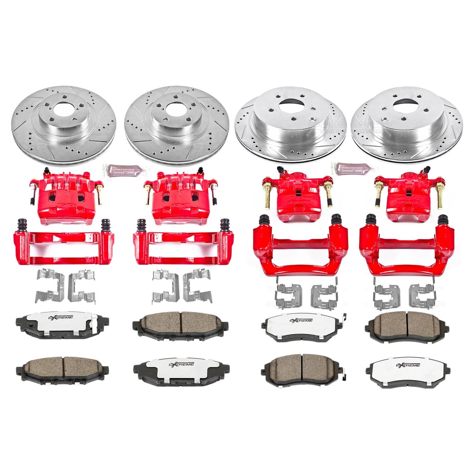 Power Stop - KC4077-26 - Front and Rear - Disc Brake Pad/Caliper and Rotor Kit image 1