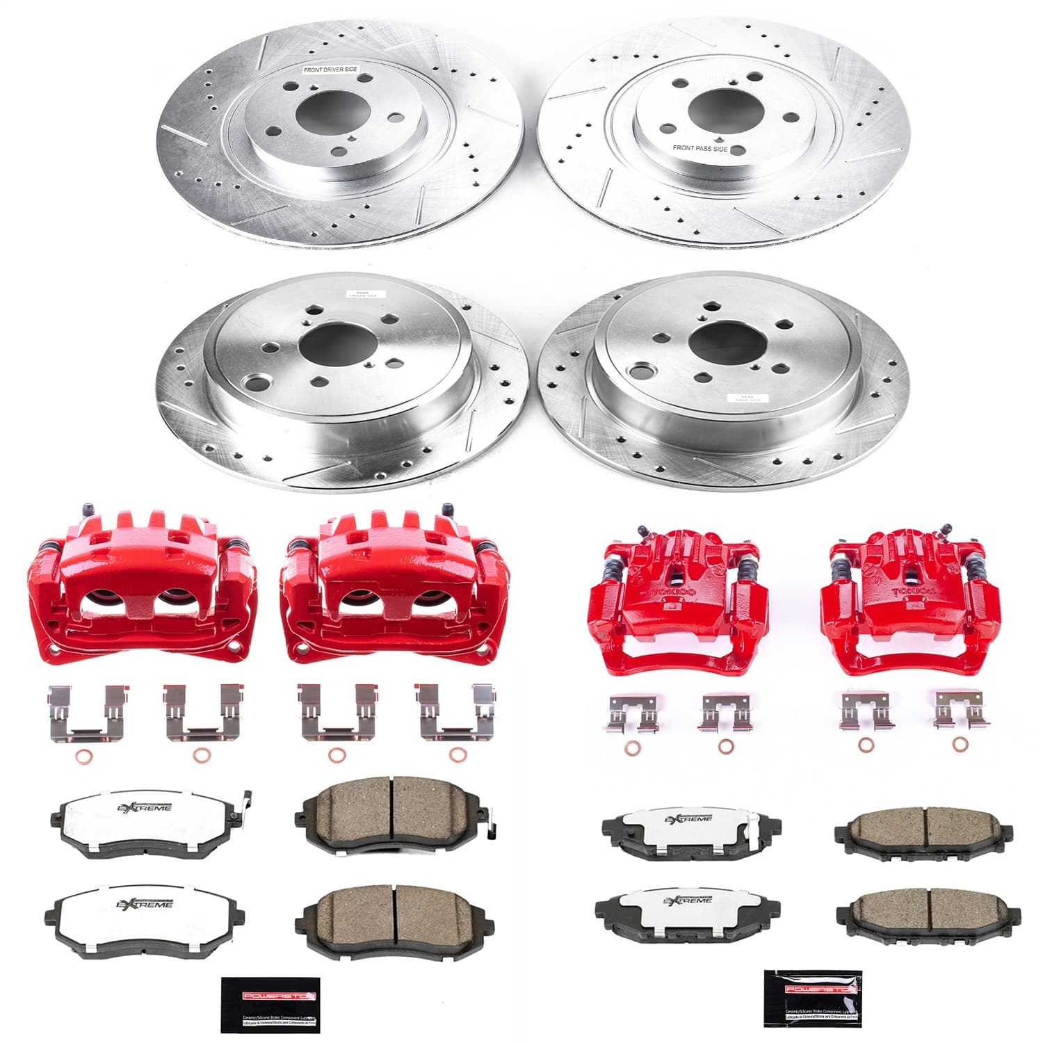 Power Stop - KC4077A-26 - Front and Rear - Disc Brake Pad/Caliper and Rotor Kit image 1