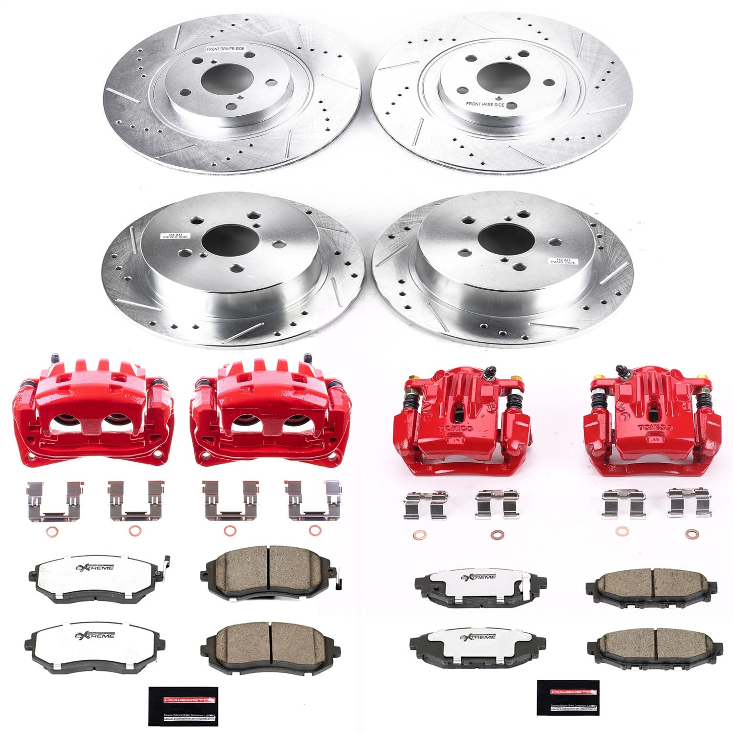 Power Stop - KC4079-26 - Front and Rear - Disc Brake Pad/Caliper and Rotor Kit image 1