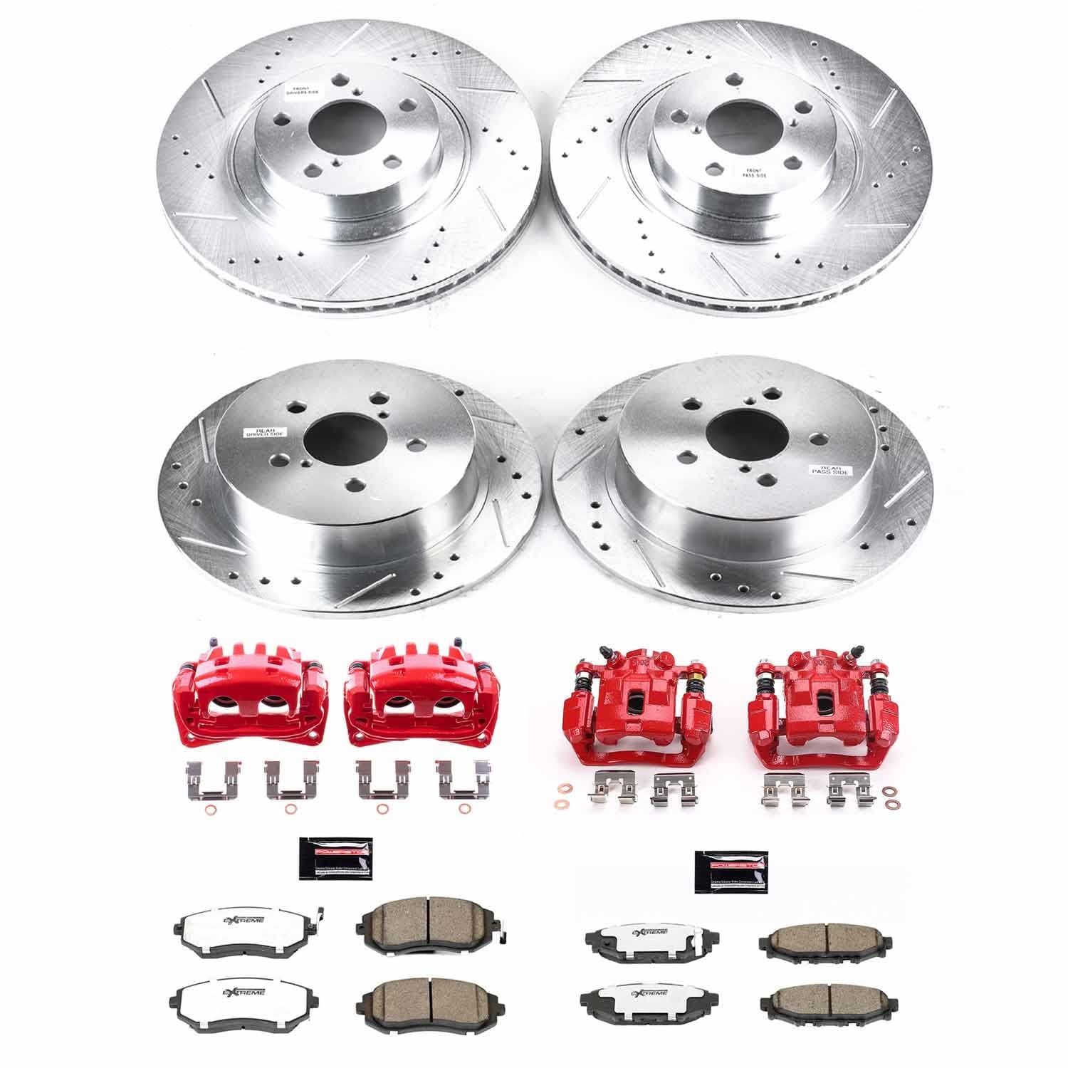 Power Stop - KC4081-26 - Front and Rear - Disc Brake Pad/Caliper and Rotor Kit image 1