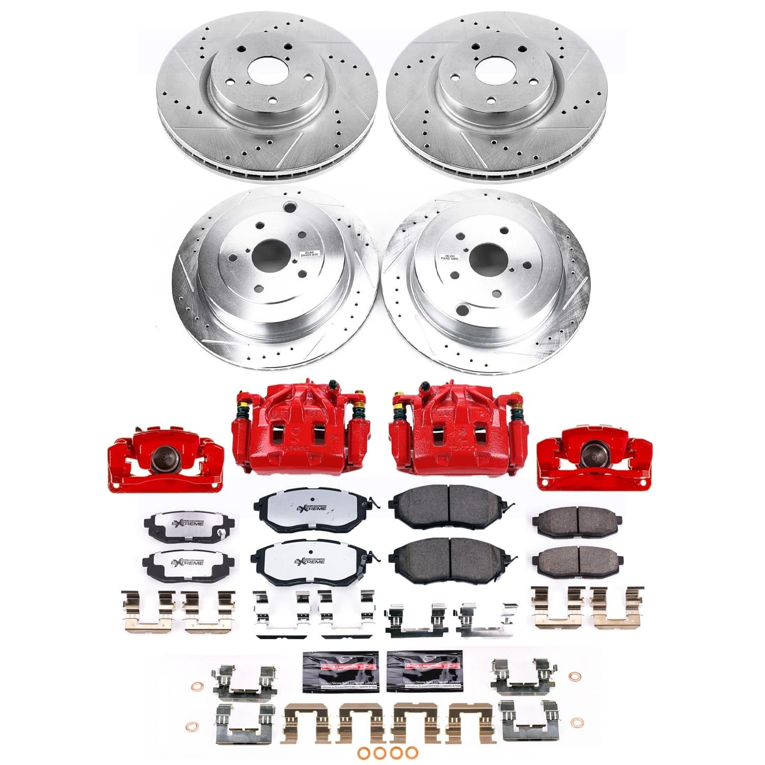 Power Stop - KC4088-26 - Front and Rear - Disc Brake Pad/Caliper and Rotor Kit image 1