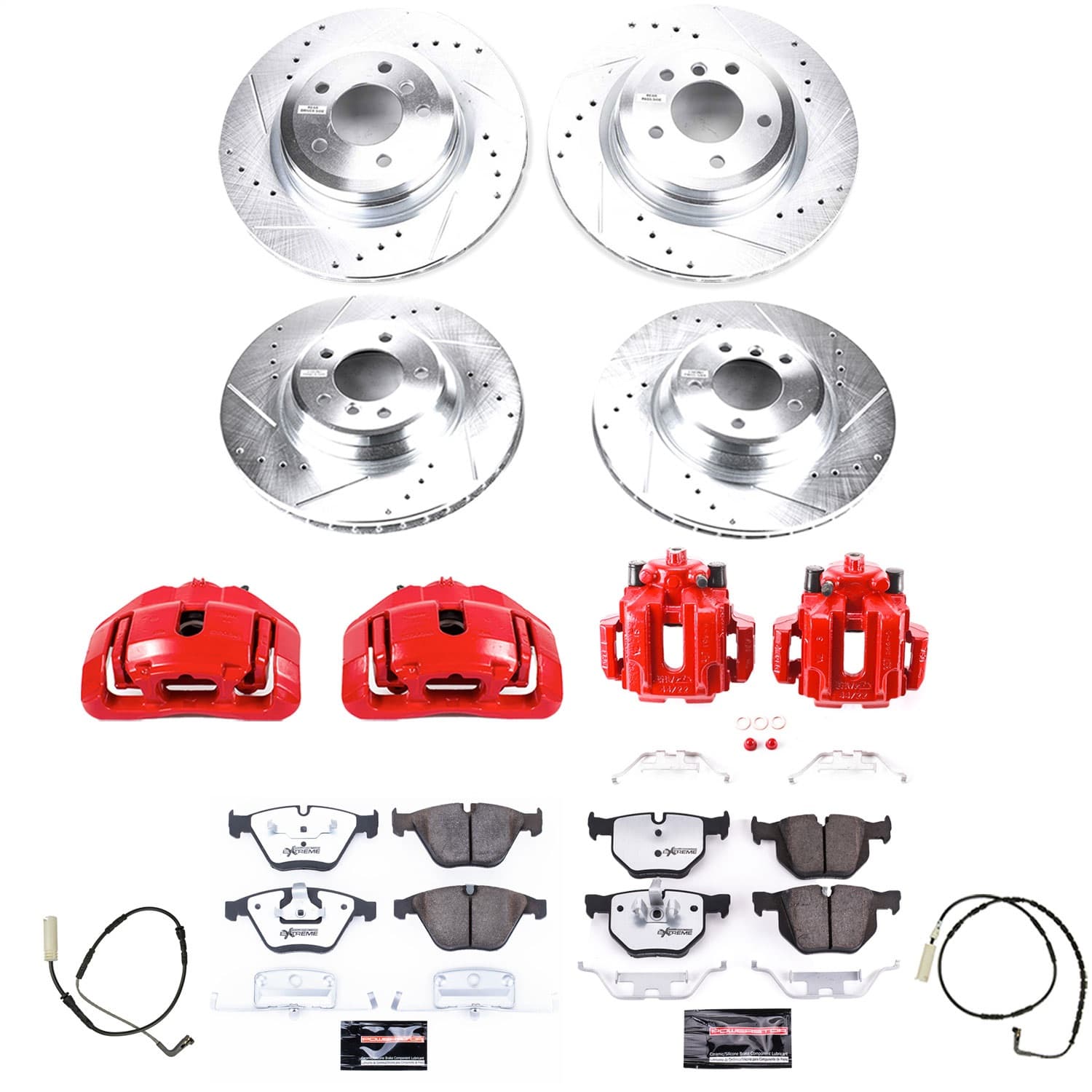 Power Stop - KC4094-26 - Front and Rear - Disc Brake Pad/Caliper and Rotor Kit image 1