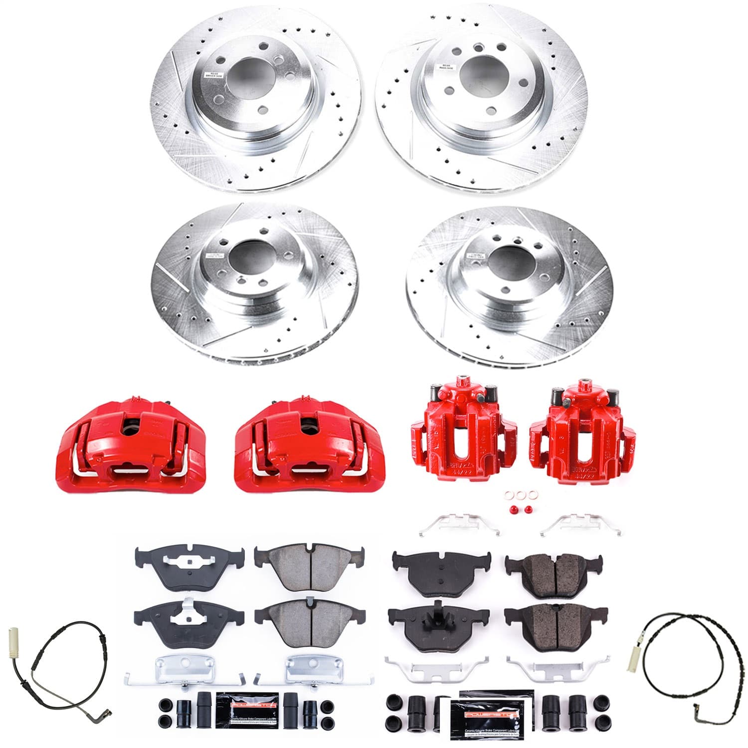 Power Stop - KC4094 - Front and Rear - Disc Brake Pad/Caliper and Rotor Kit image 1