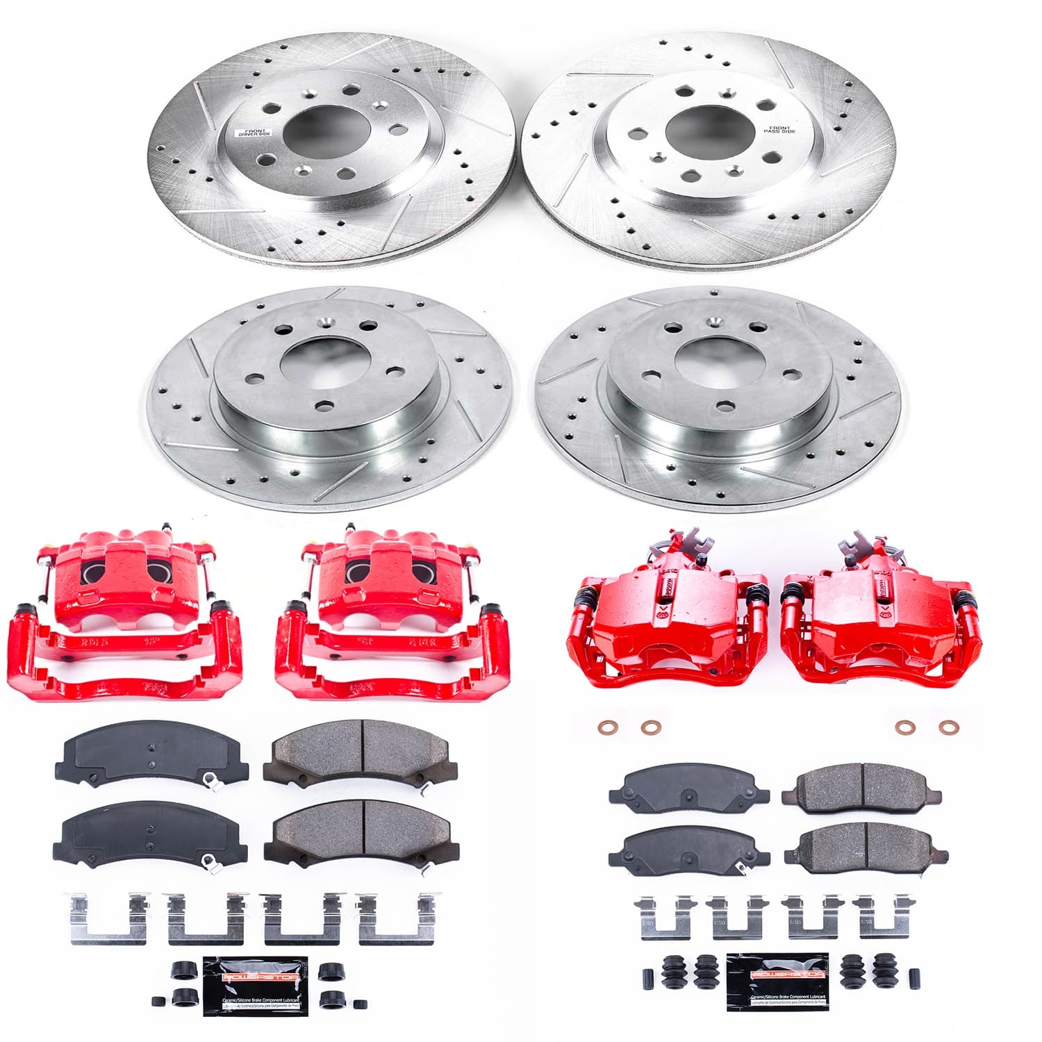 Power Stop - KC4096 - Front and Rear - Disc Brake Pad/Caliper and Rotor Kit image 1