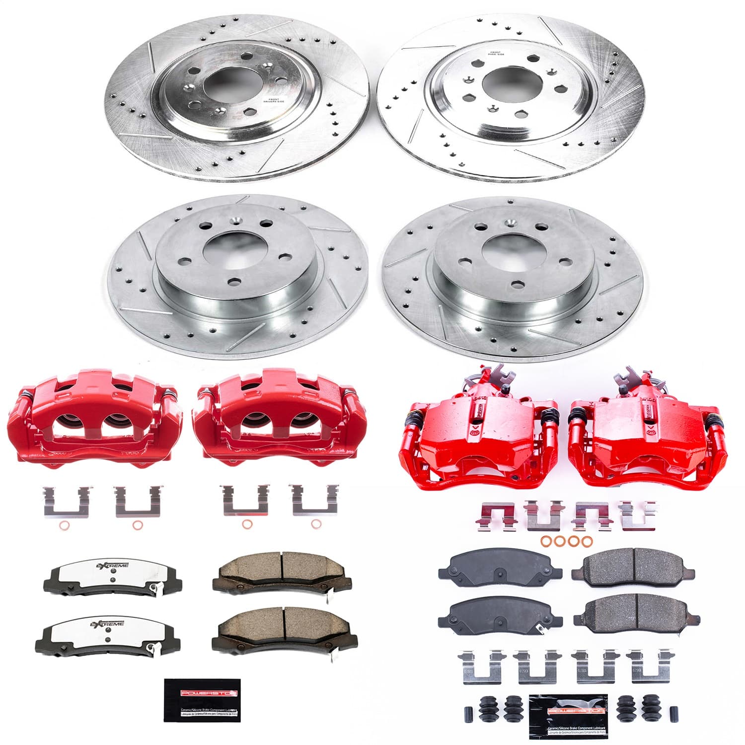 Power Stop - KC4097 - Front and Rear - Disc Brake Pad/Caliper and Rotor Kit image 1