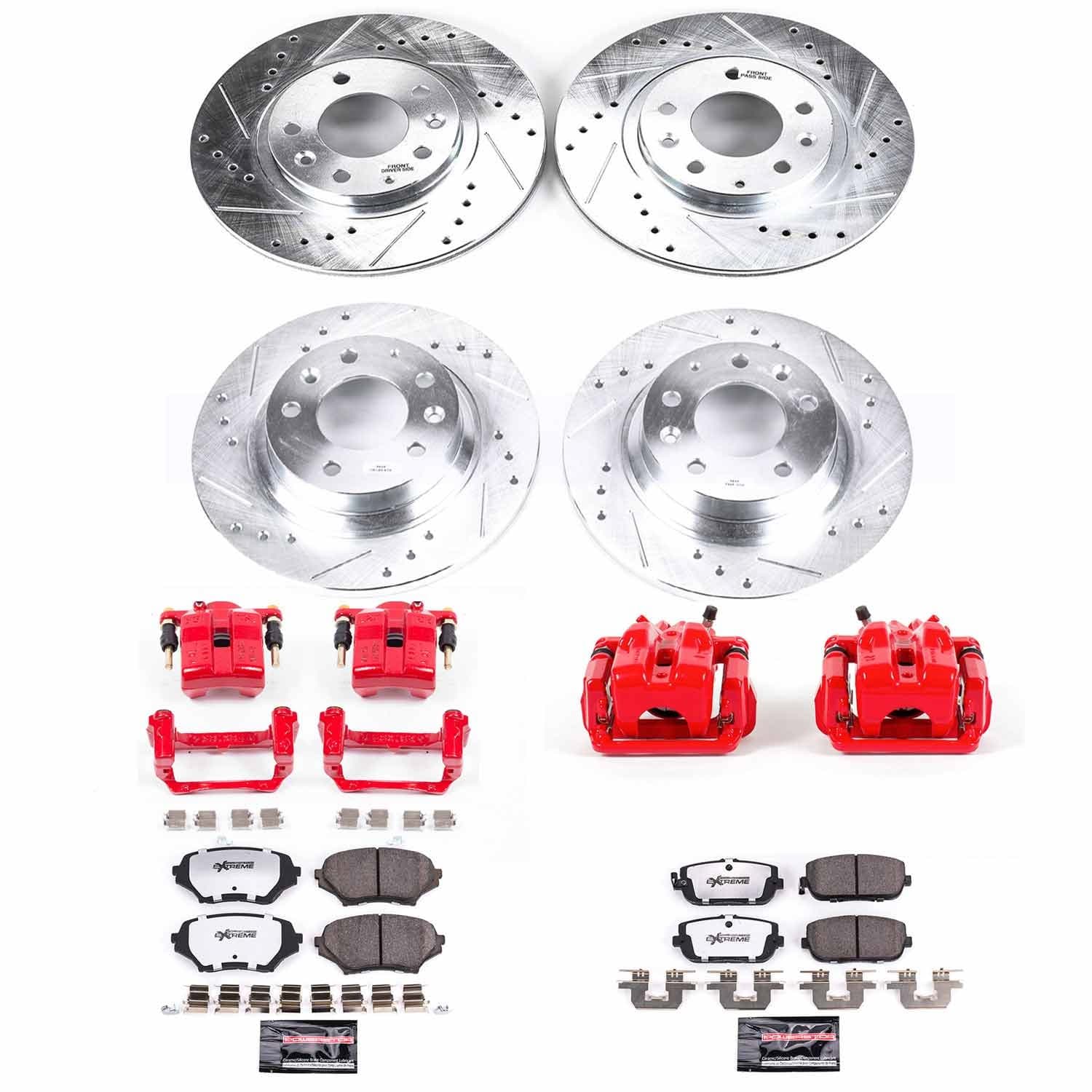 Power Stop - KC4098-26 - Front and Rear - Disc Brake Pad/Caliper and Rotor Kit image 1
