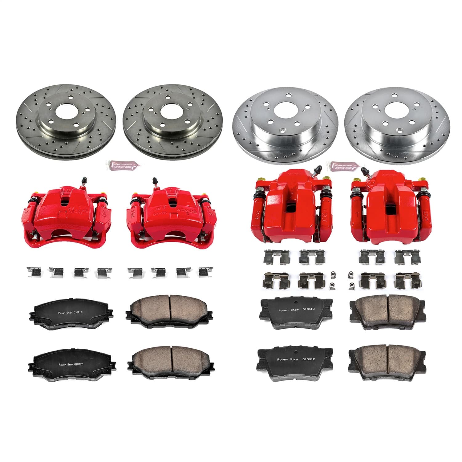 Power Stop - KC4100 - Front and Rear - Disc Brake Pad/Caliper and Rotor Kit image 1