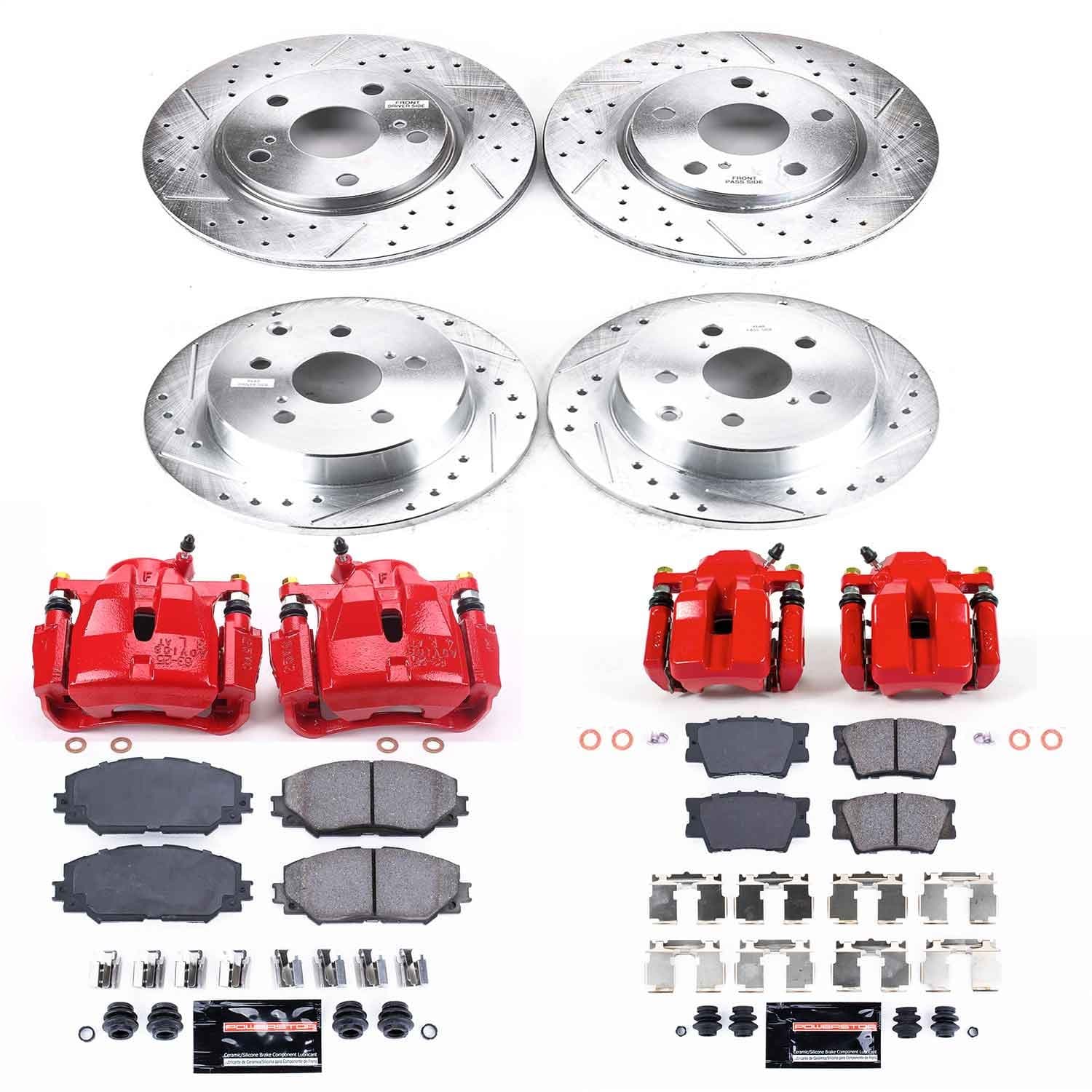 Power Stop - KC4100A - Front and Rear - Disc Brake Pad/Caliper and Rotor Kit image 1