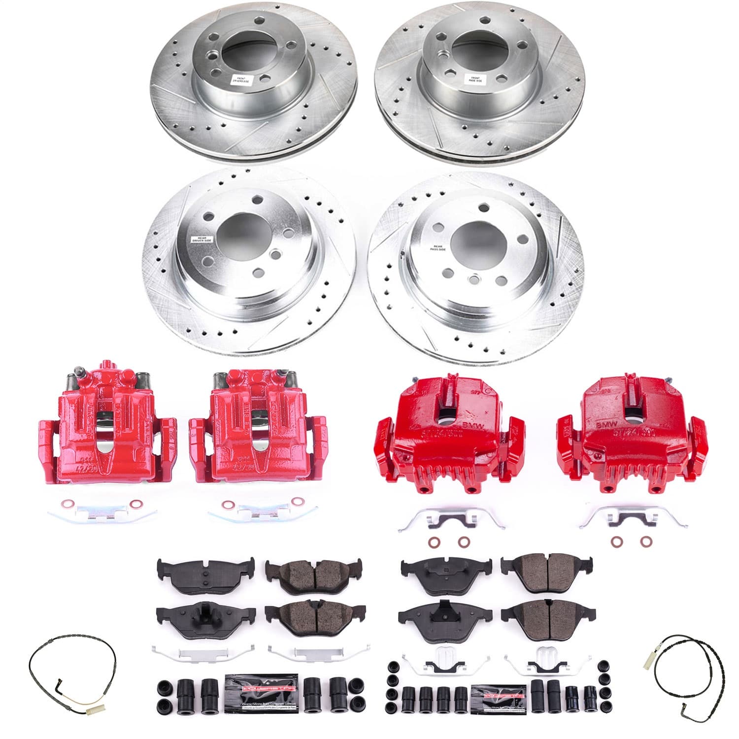 Power Stop - KC4102 - Front and Rear - Disc Brake Pad/Caliper and Rotor Kit image 1