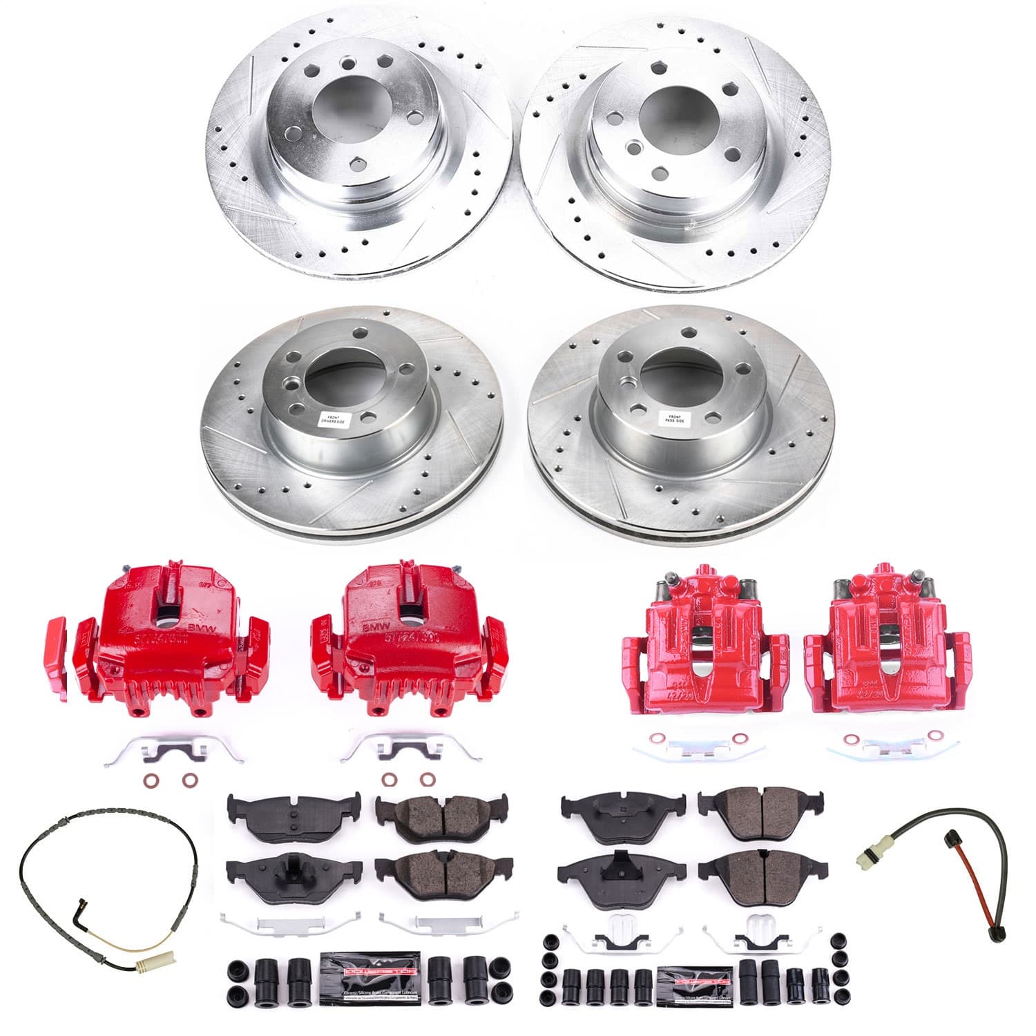 Power Stop - KC4103 - Front and Rear - Disc Brake Pad/Caliper and Rotor Kit image 1