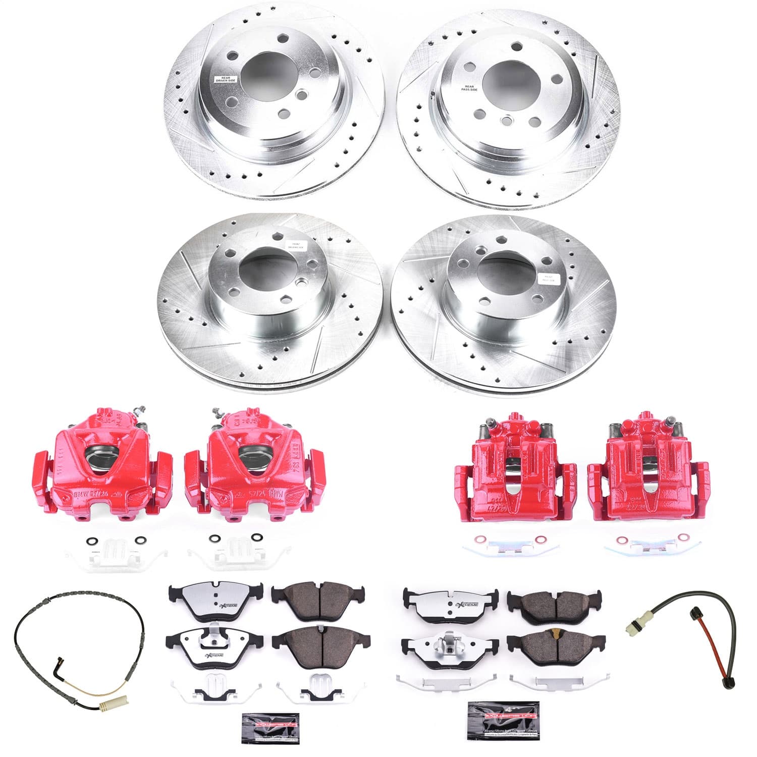Power Stop - KC4104-26 - Front and Rear - Disc Brake Pad/Caliper and Rotor Kit image 1