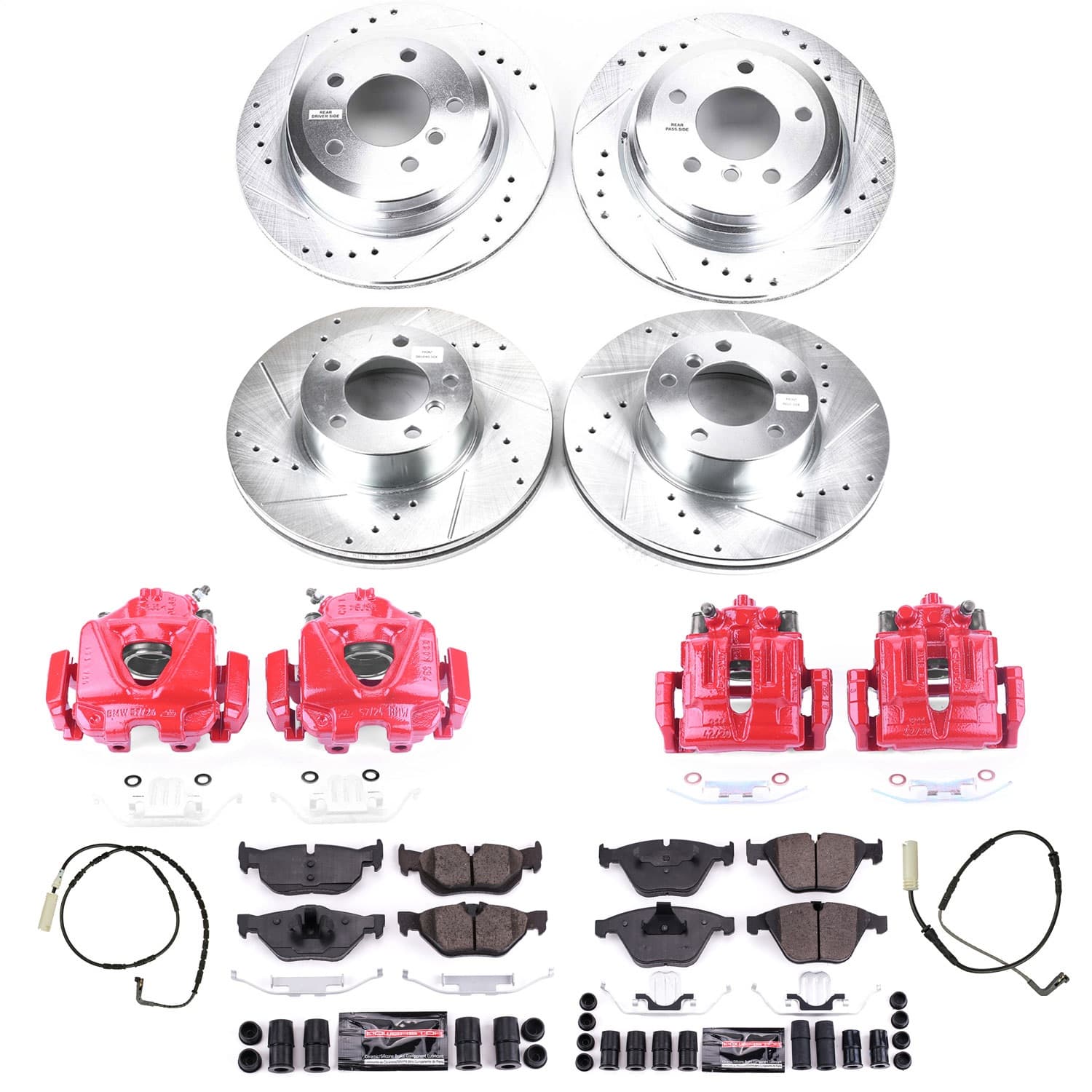 Power Stop - KC4104 - Front and Rear - Disc Brake Pad/Caliper and Rotor Kit image 1