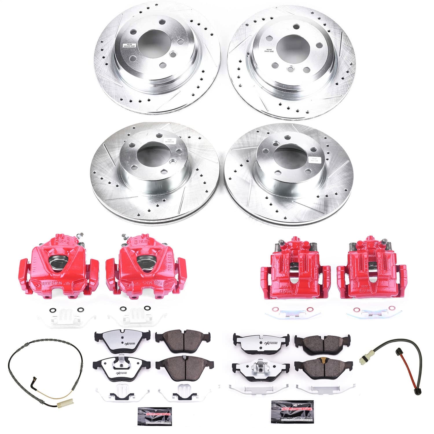 Power Stop - KC4105-26 - Front and Rear - Disc Brake Pad/Caliper and Rotor Kit image 1