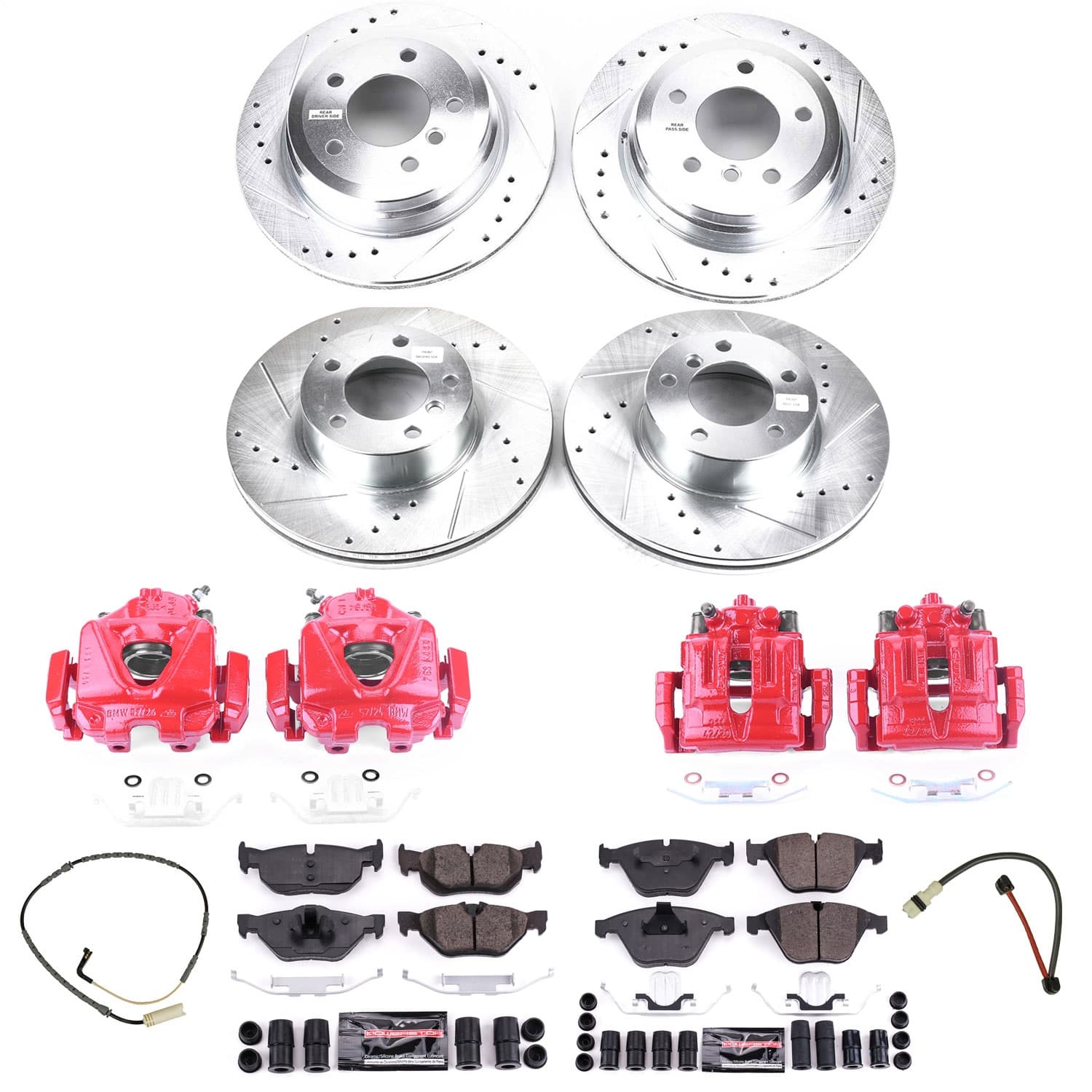 Power Stop - KC4105 - Front and Rear - Disc Brake Pad/Caliper and Rotor Kit image 1