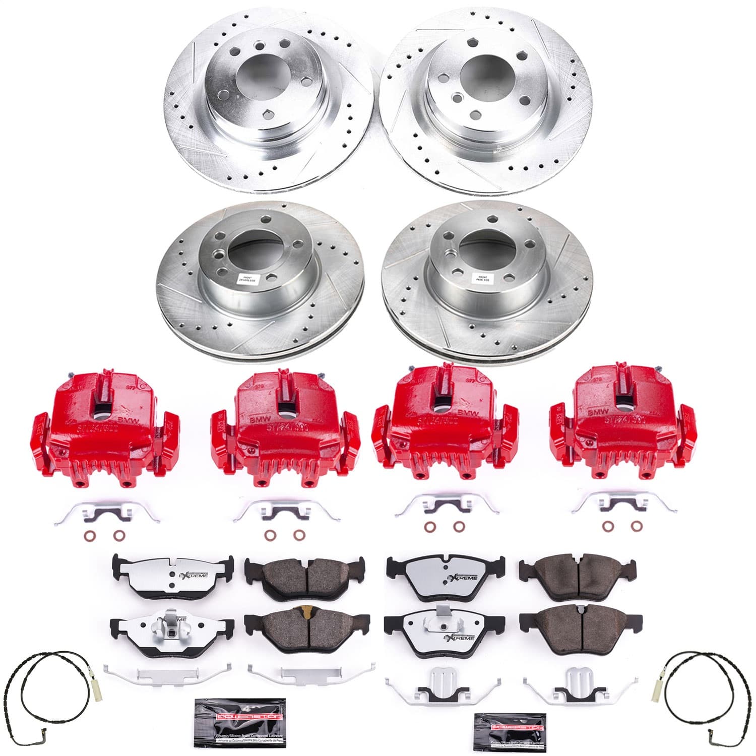 Power Stop - KC4106-26 - Front and Rear - Disc Brake Pad/Caliper and Rotor Kit image 1