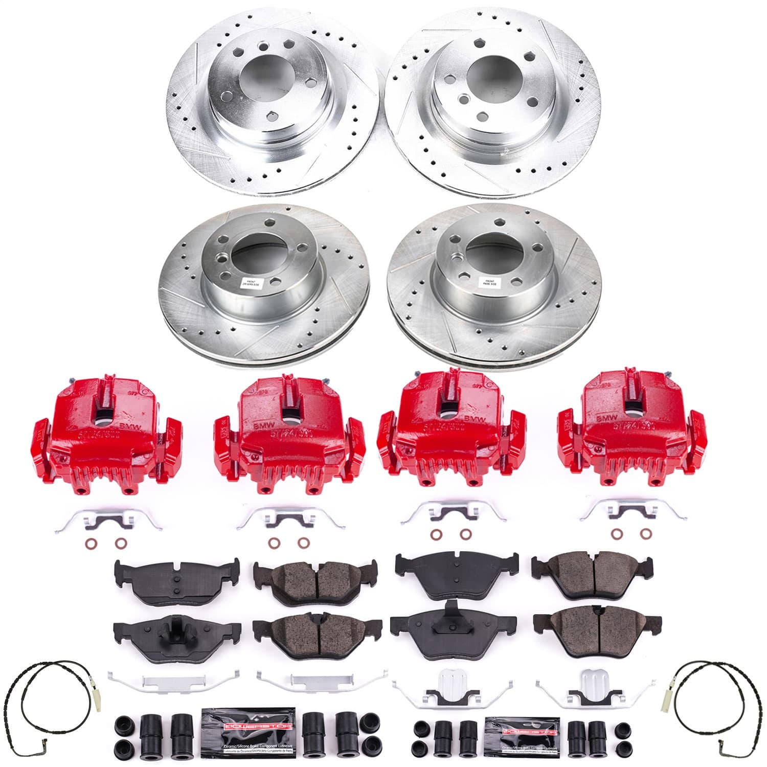 Power Stop - KC4106 - Front and Rear - Disc Brake Pad/Caliper and Rotor Kit image 1