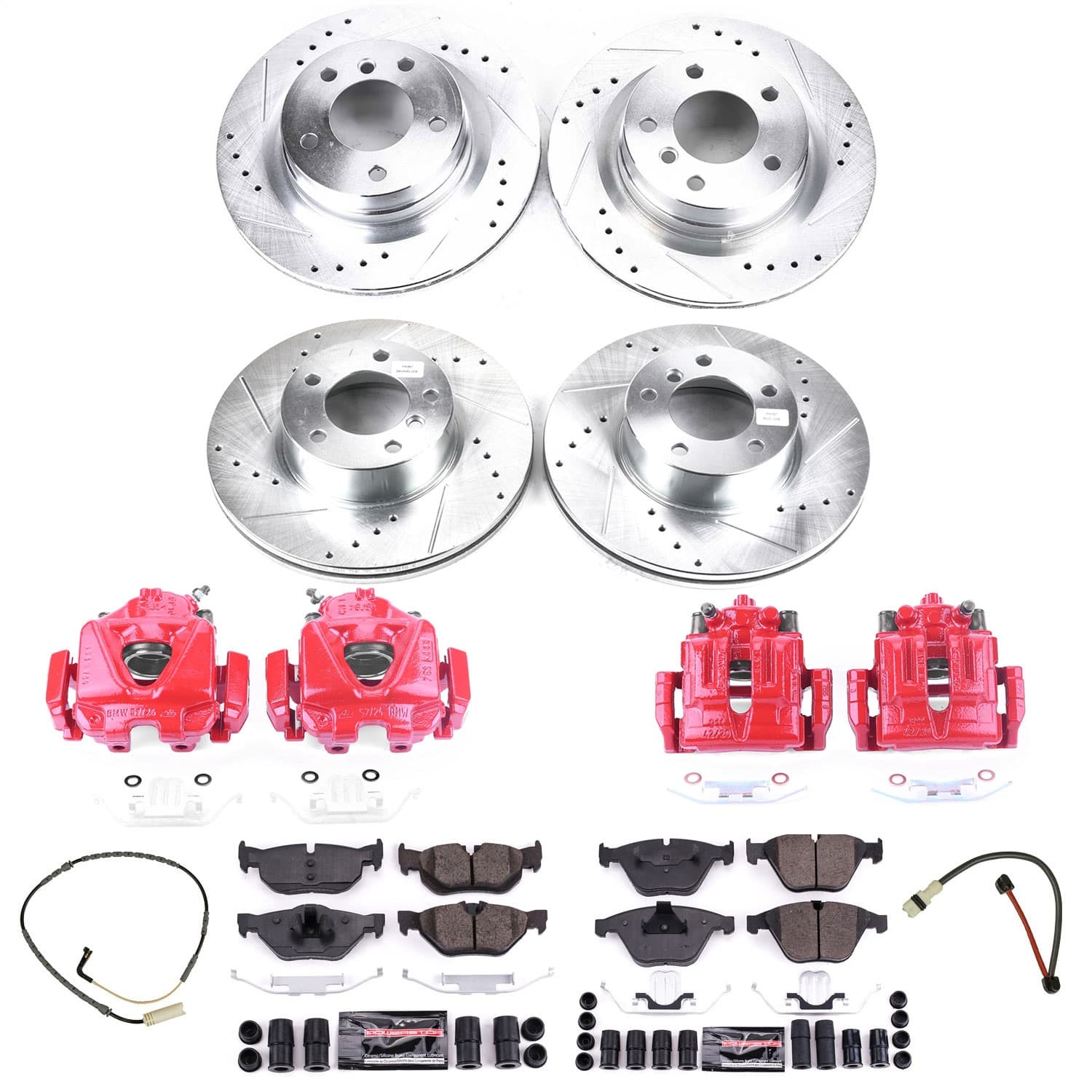 Power Stop - KC4107 - Front and Rear - Disc Brake Pad/Caliper and Rotor Kit image 1