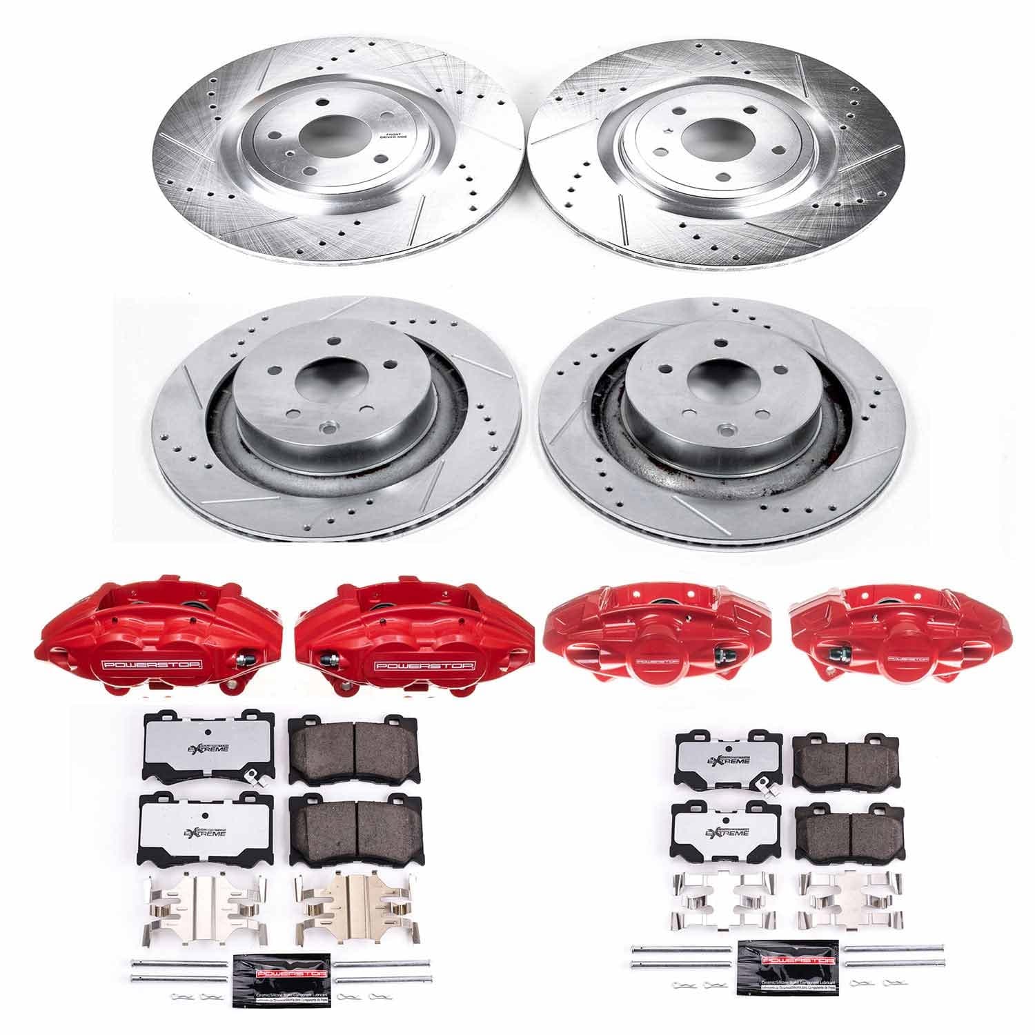 Power Stop - KC4138A-26 - Front and Rear - Disc Brake Pad/Caliper and Rotor Kit image 1