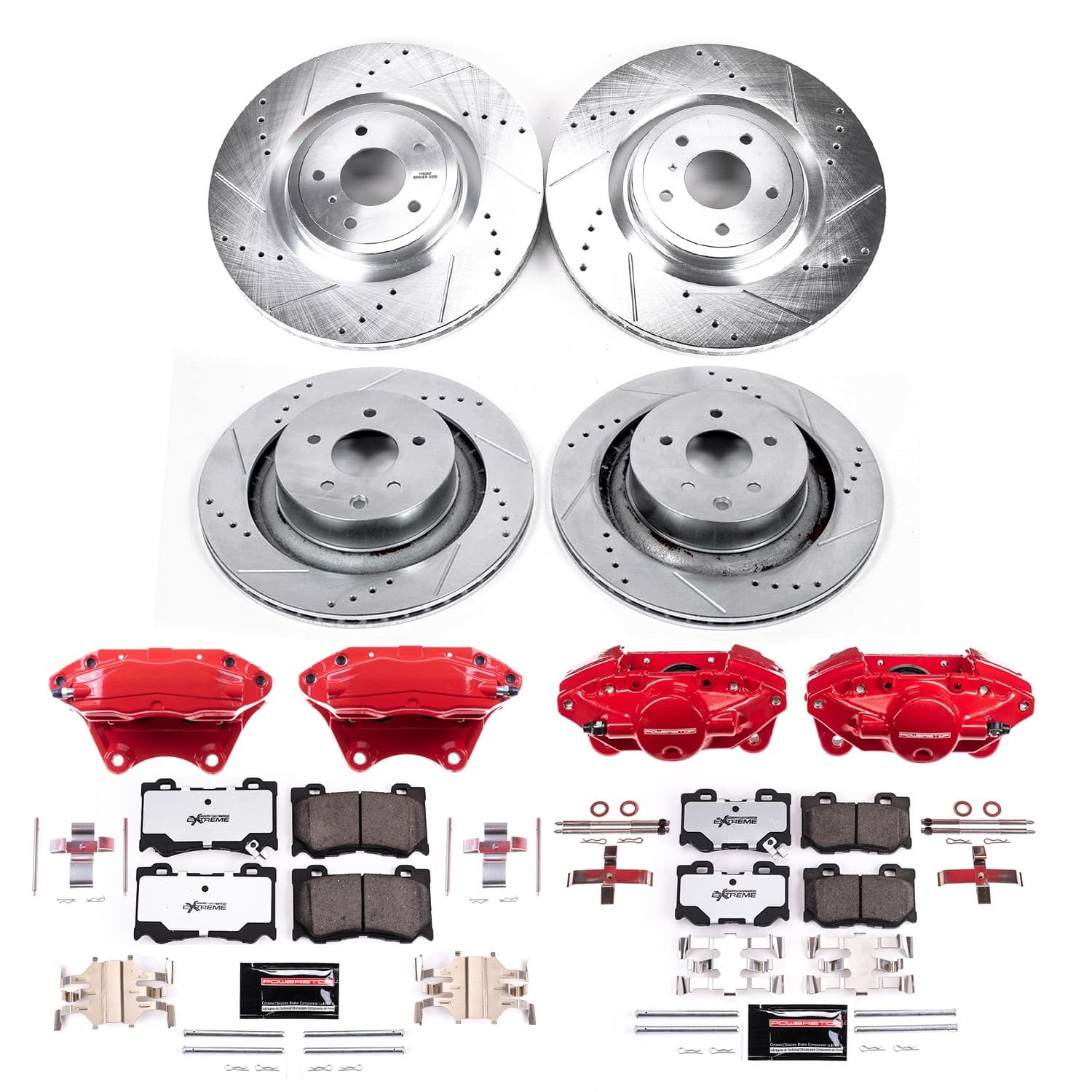 Power Stop - KC4138B-26 - Front and Rear - Disc Brake Pad/Caliper and Rotor Kit image 1