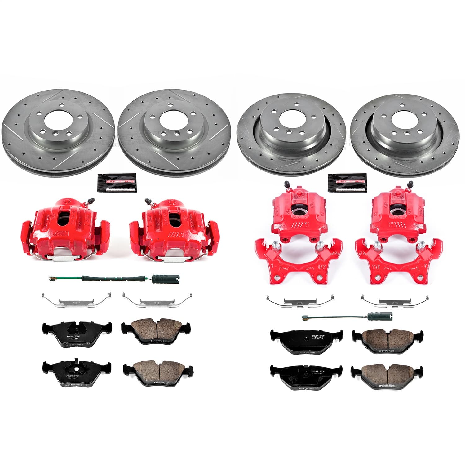 Power Stop - KC4229 - Front and Rear - Disc Brake Pad/Caliper and Rotor Kit image 1