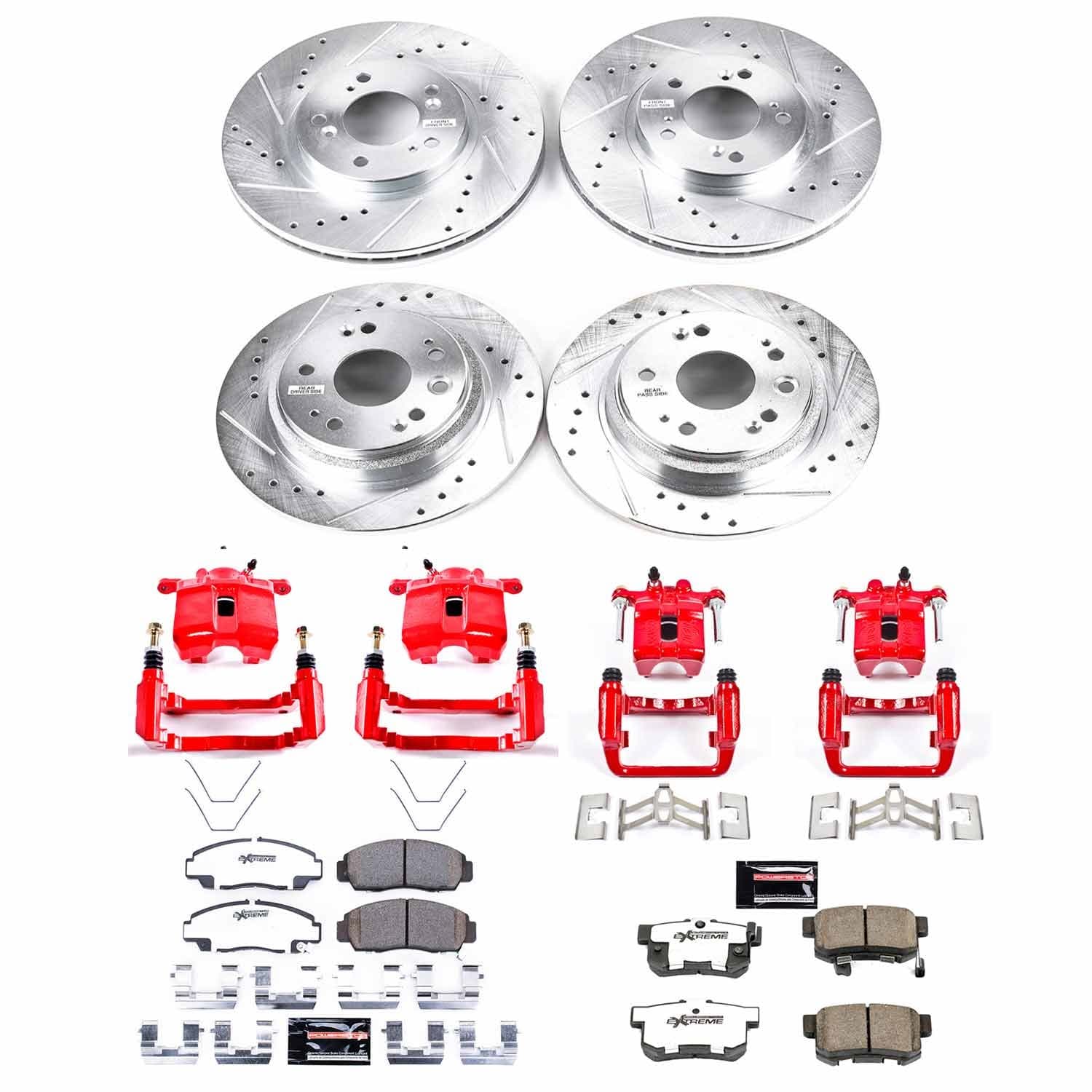 Power Stop - KC4271-26 - Front and Rear - Disc Brake Pad/Caliper and Rotor Kit image 1