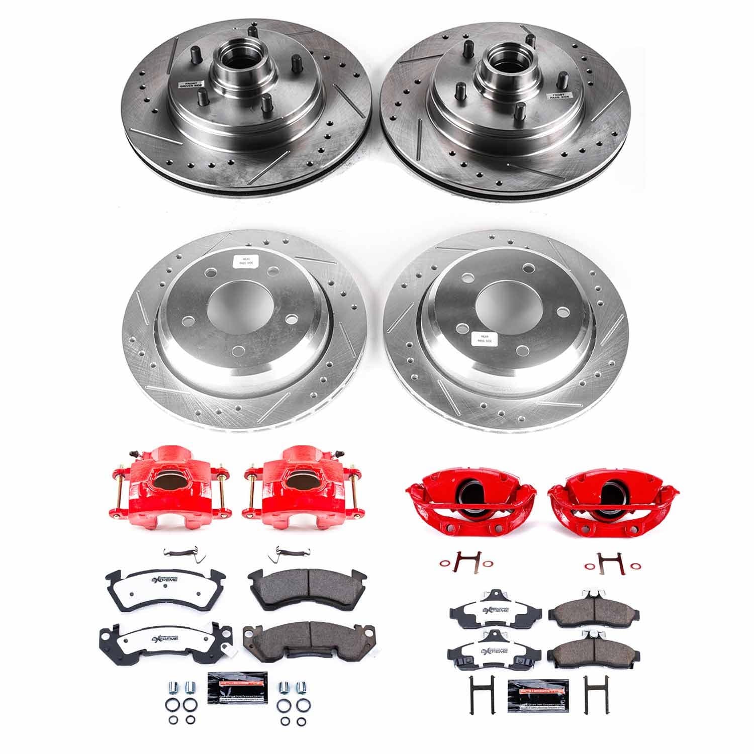 Power Stop - KC4338-26 - Front and Rear - Disc Brake Pad/Caliper and Rotor Kit image 1