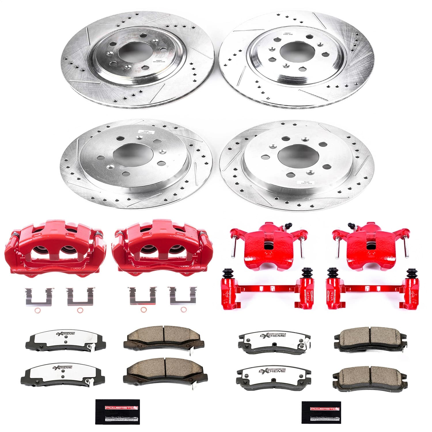 Power Stop - KC4377-26 - Front and Rear - Disc Brake Pad/Caliper and Rotor Kit image 1