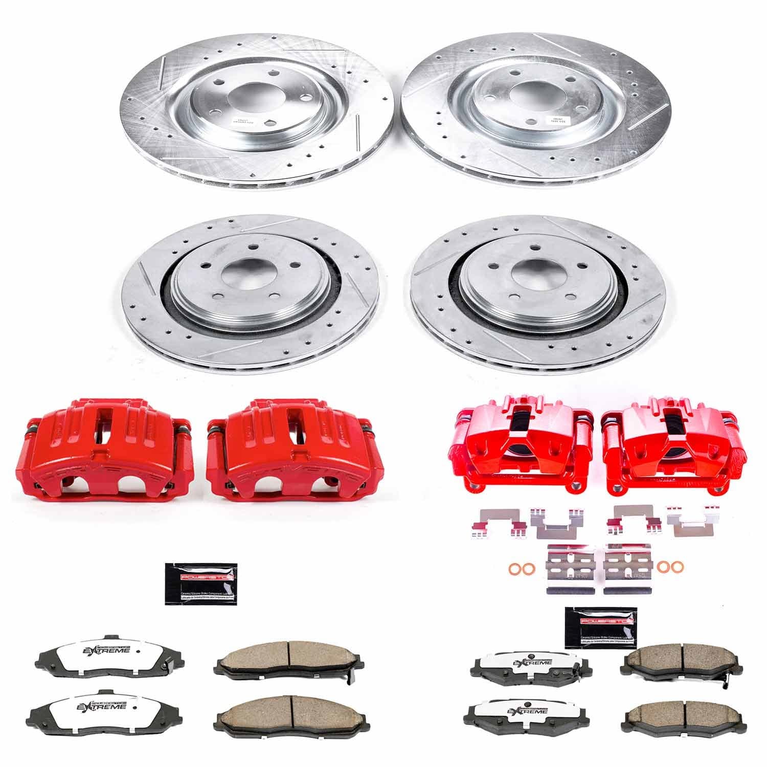Power Stop - KC4400-26 - Front and Rear - Disc Brake Pad/Caliper and Rotor Kit image 1