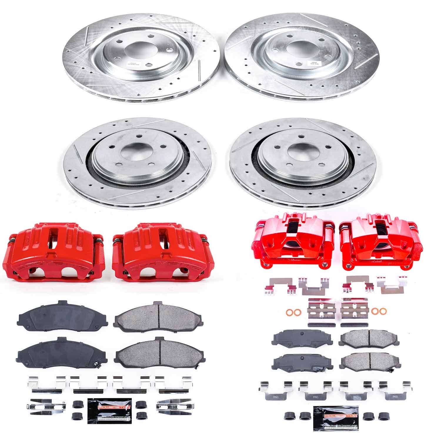 Power Stop - KC4400 - Front and Rear - Disc Brake Pad/Caliper and Rotor Kit image 1
